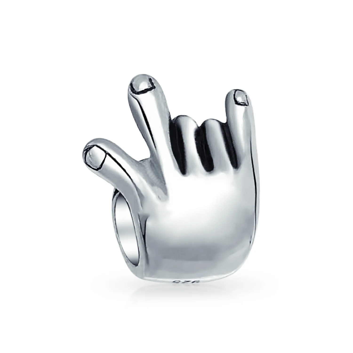 I Love You Hand Sign Symbol Charm Bead .925 Sterling Silver for Bracelet