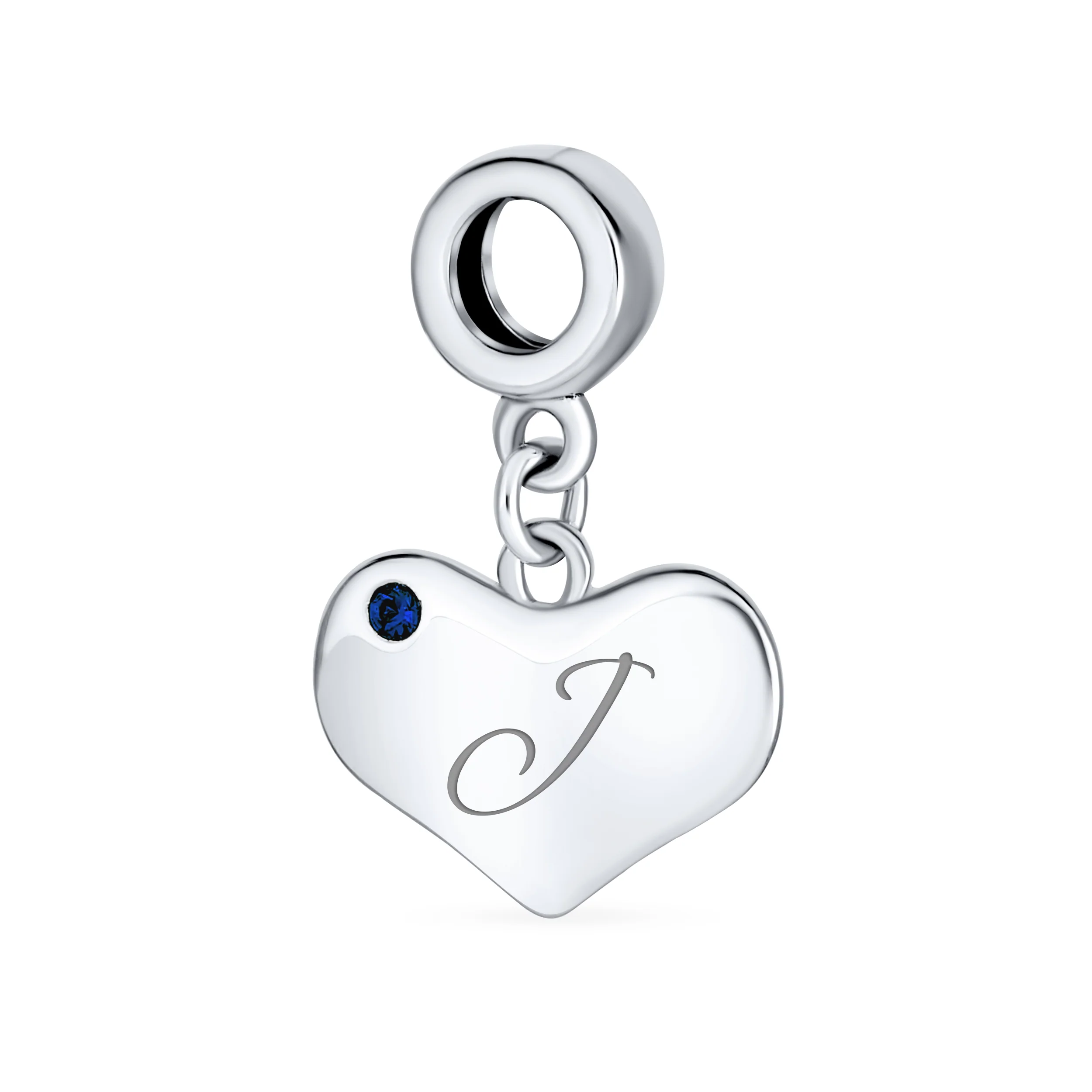 Initial Alphabet Bead Charm A-Z Blue Sapphire Heart Dangle for European Bracelet - Image 10