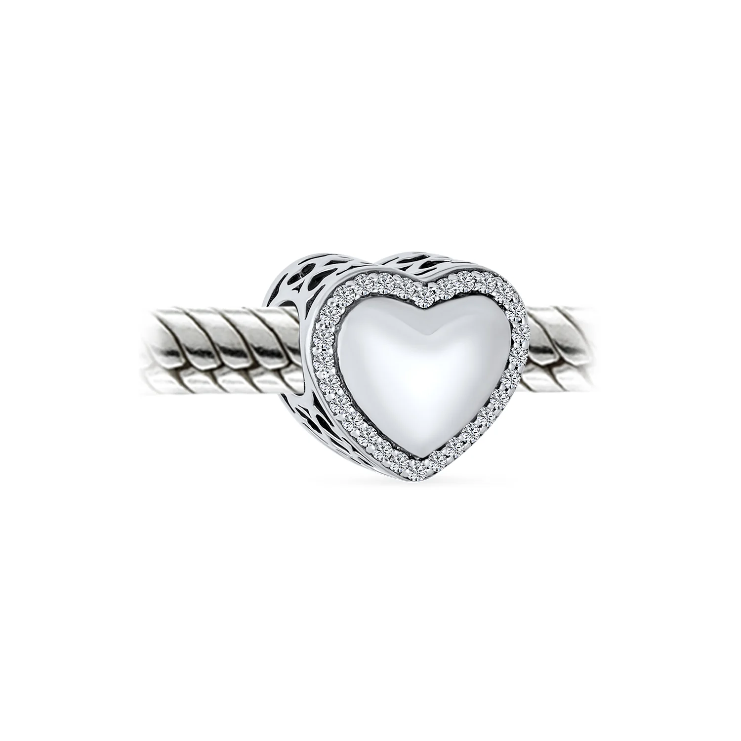 Initial Alphabet Bead Charm A-Z Crystal Heart Sterling Silver for Bracelet - Image 2
