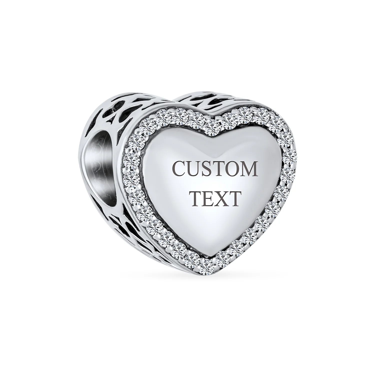 Initial Alphabet Bead Charm A-Z Crystal Heart Sterling Silver for Bracelet - Image 4