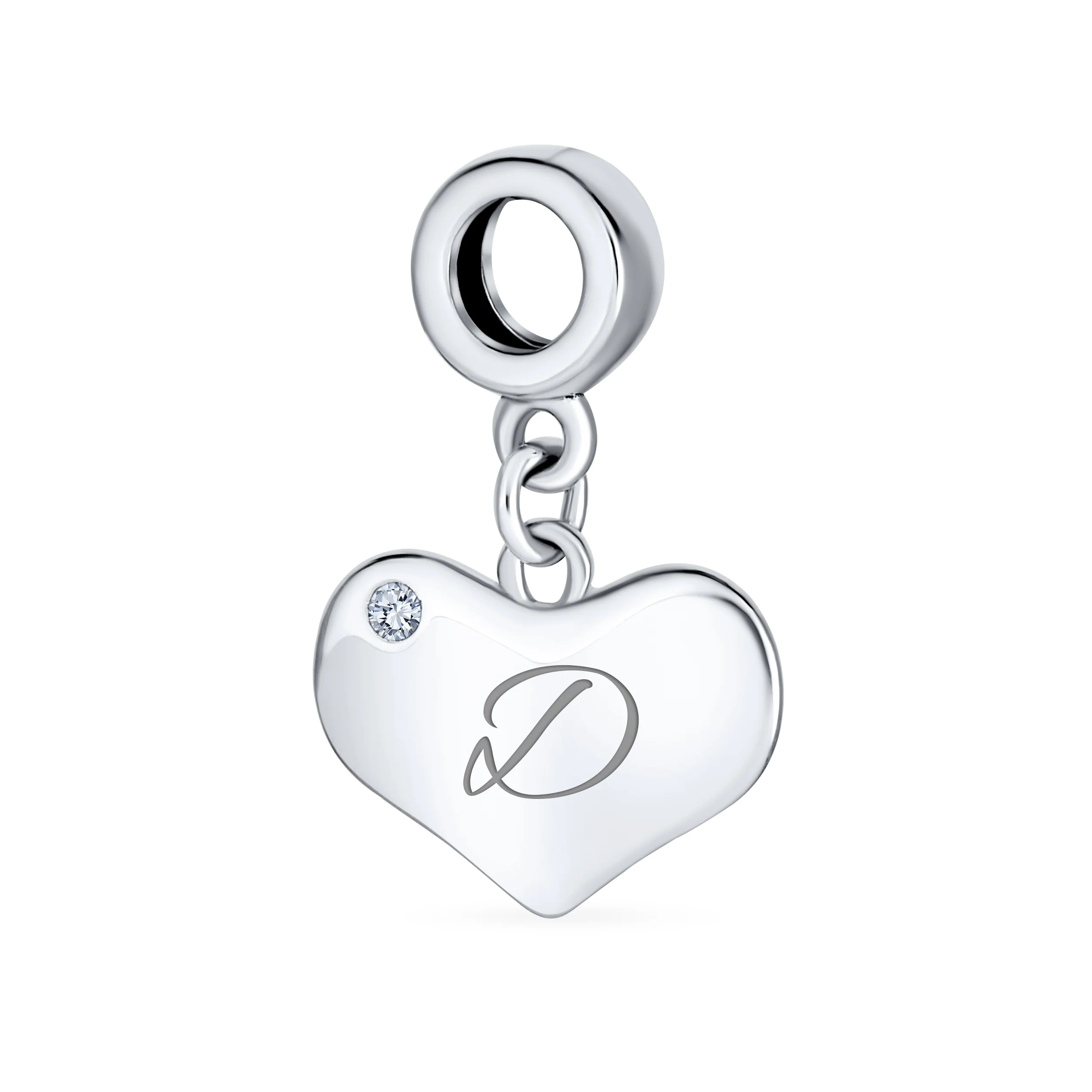 Initial Alphabet Bead Charm A-Z Crystal Heart Dangle for European Bracelet - Image 4