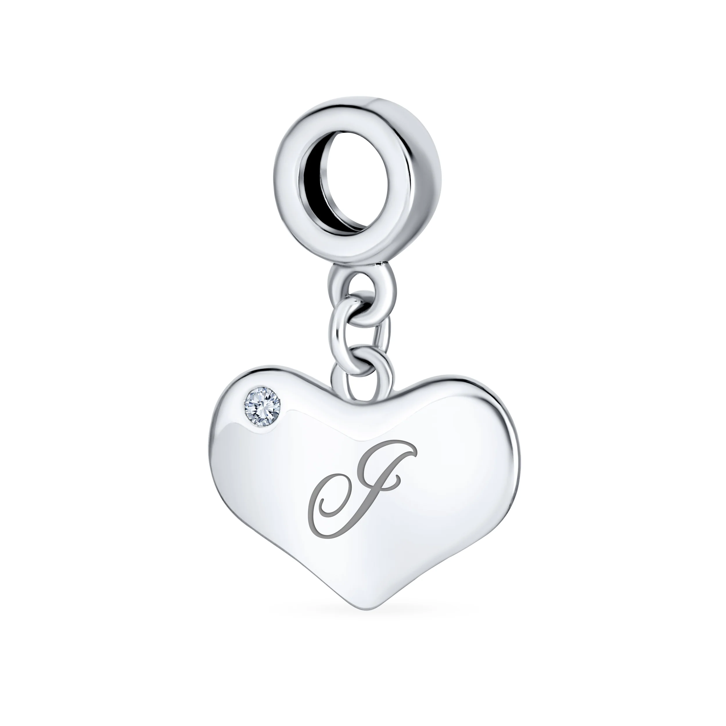 Initial Alphabet Bead Charm A-Z Crystal Heart Dangle for European Bracelet - Image 9