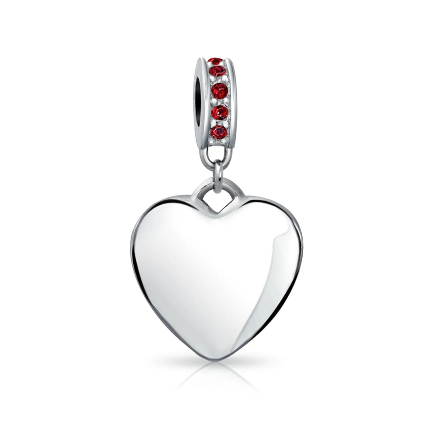 Initial Alphabet Bead Charm Dark Red Heart with Crystal Accent for Bracelets - Image 32