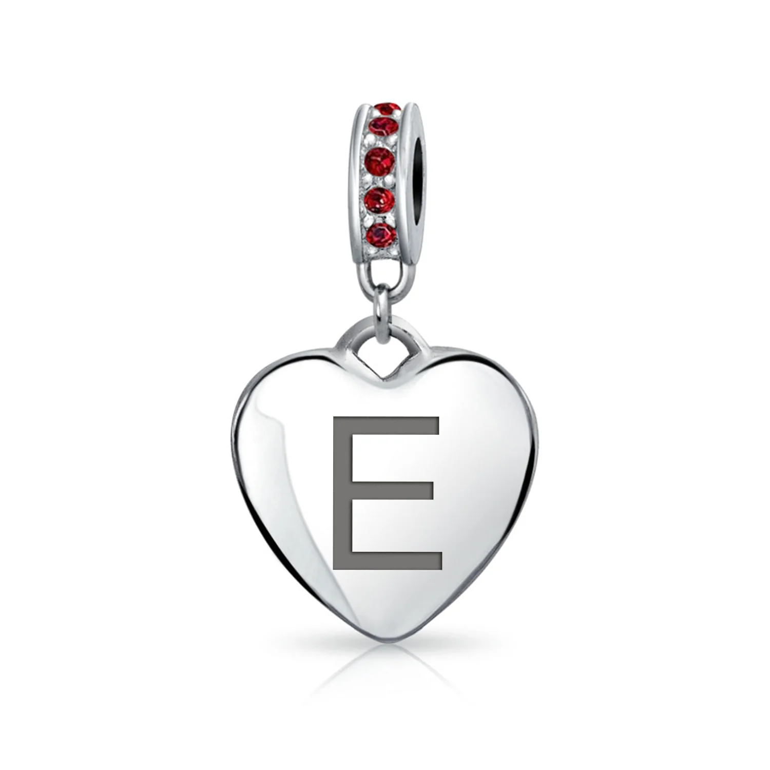 Initial Alphabet Bead Charm Dark Red Heart with Crystal Accent for Bracelets - Image 5