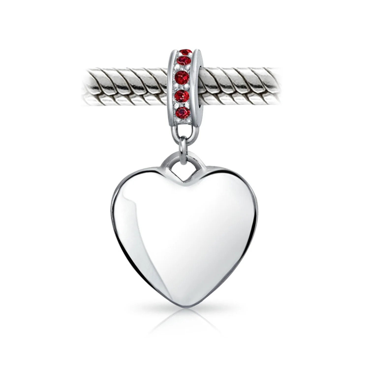 Initial Alphabet Bead Charm Dark Red Heart with Crystal Accent for Bracelets - Image 64