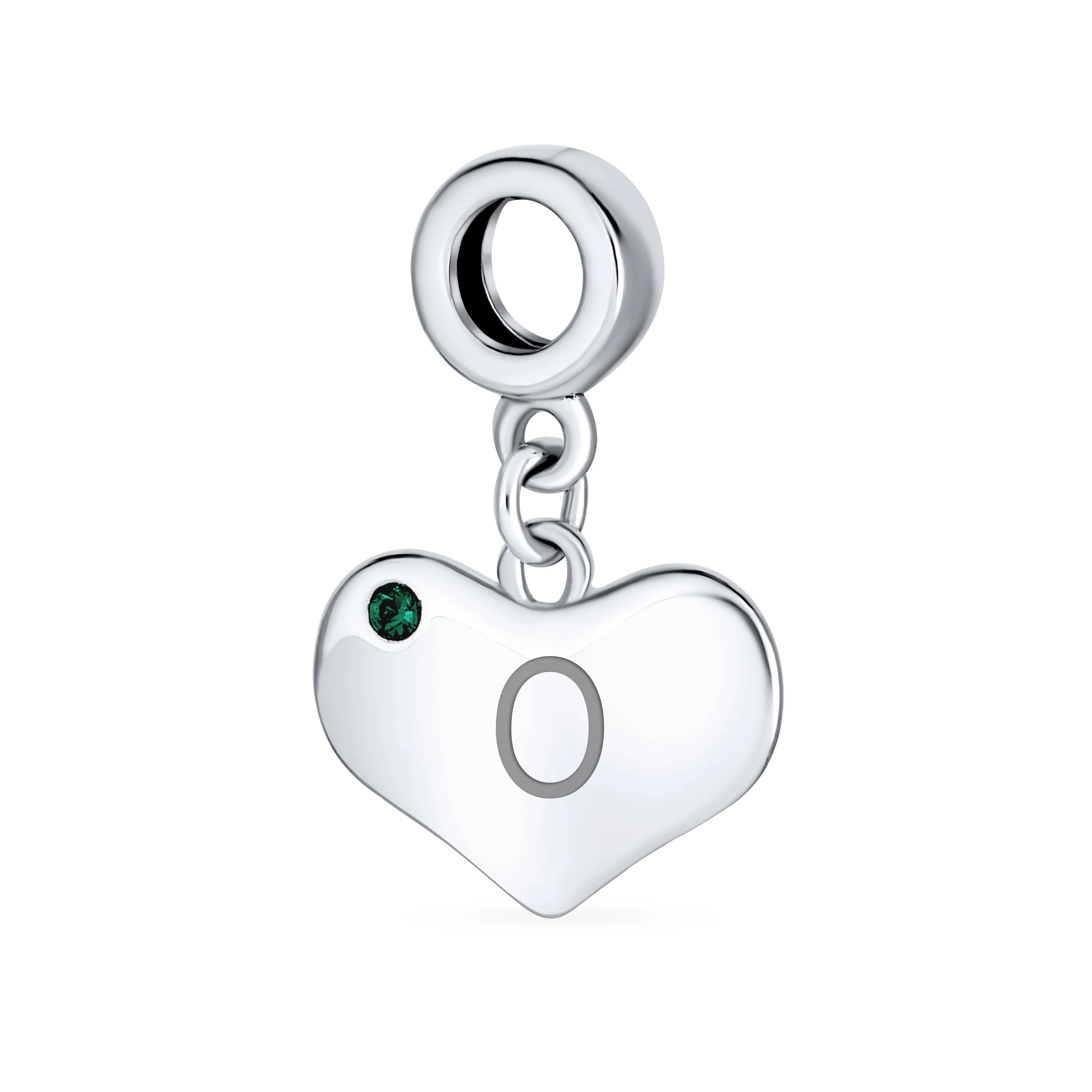 Initial Alphabet Bead Charm Simulated Emerald Heart Dangle for European Bracelet - Image 14