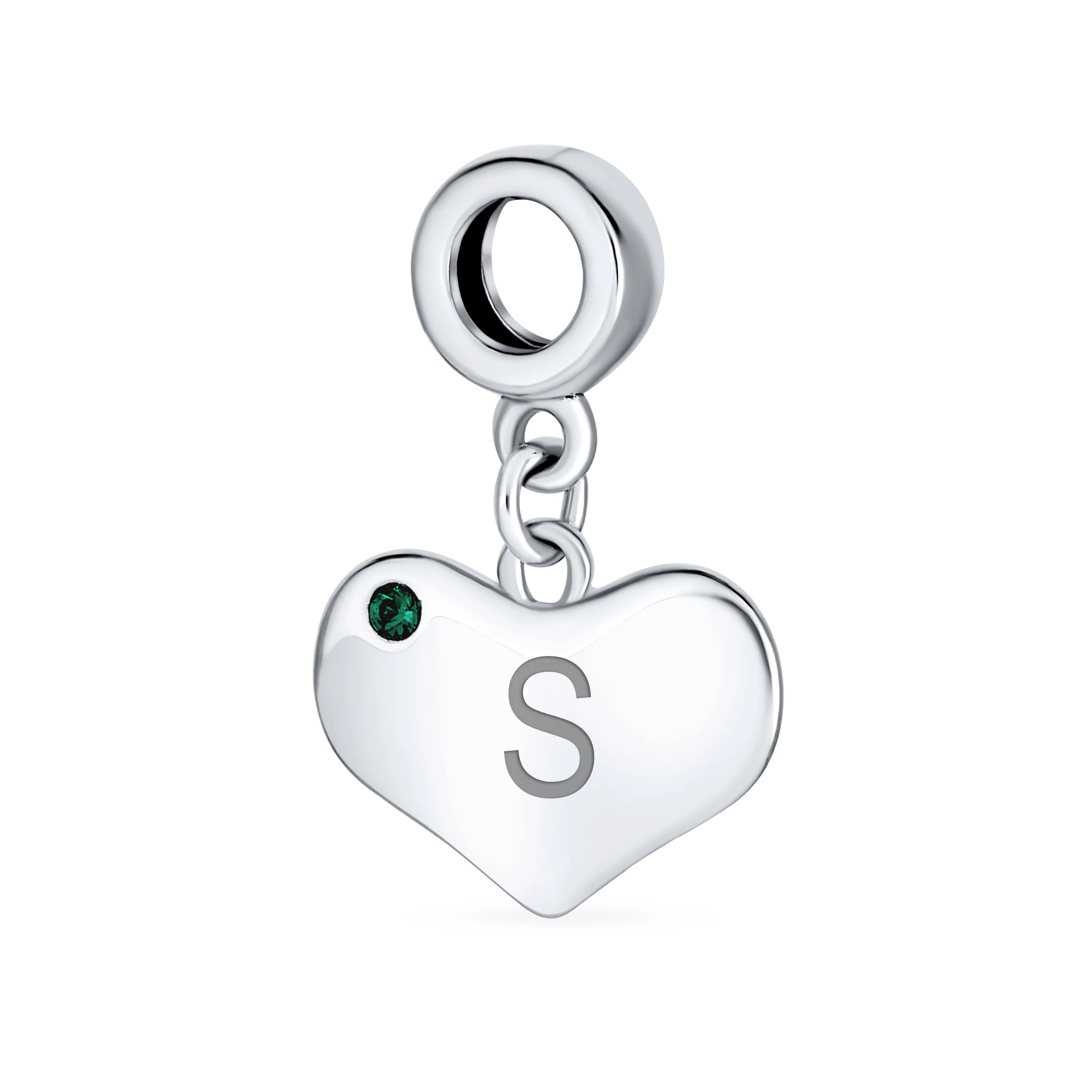 Initial Alphabet Bead Charm Simulated Emerald Heart Dangle for European Bracelet - Image 18