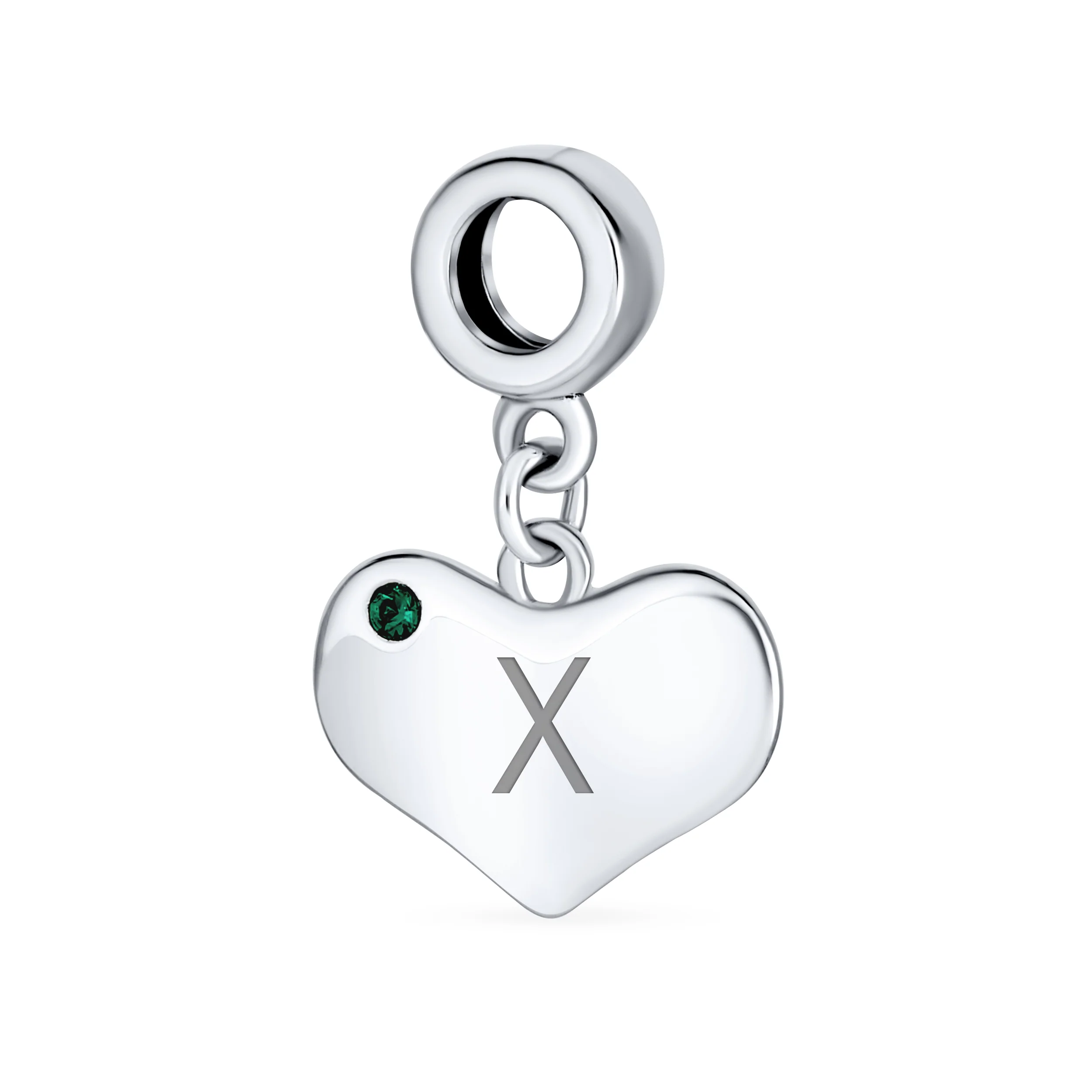 Initial Alphabet Bead Charm Simulated Emerald Heart Dangle for European Bracelet - Image 23