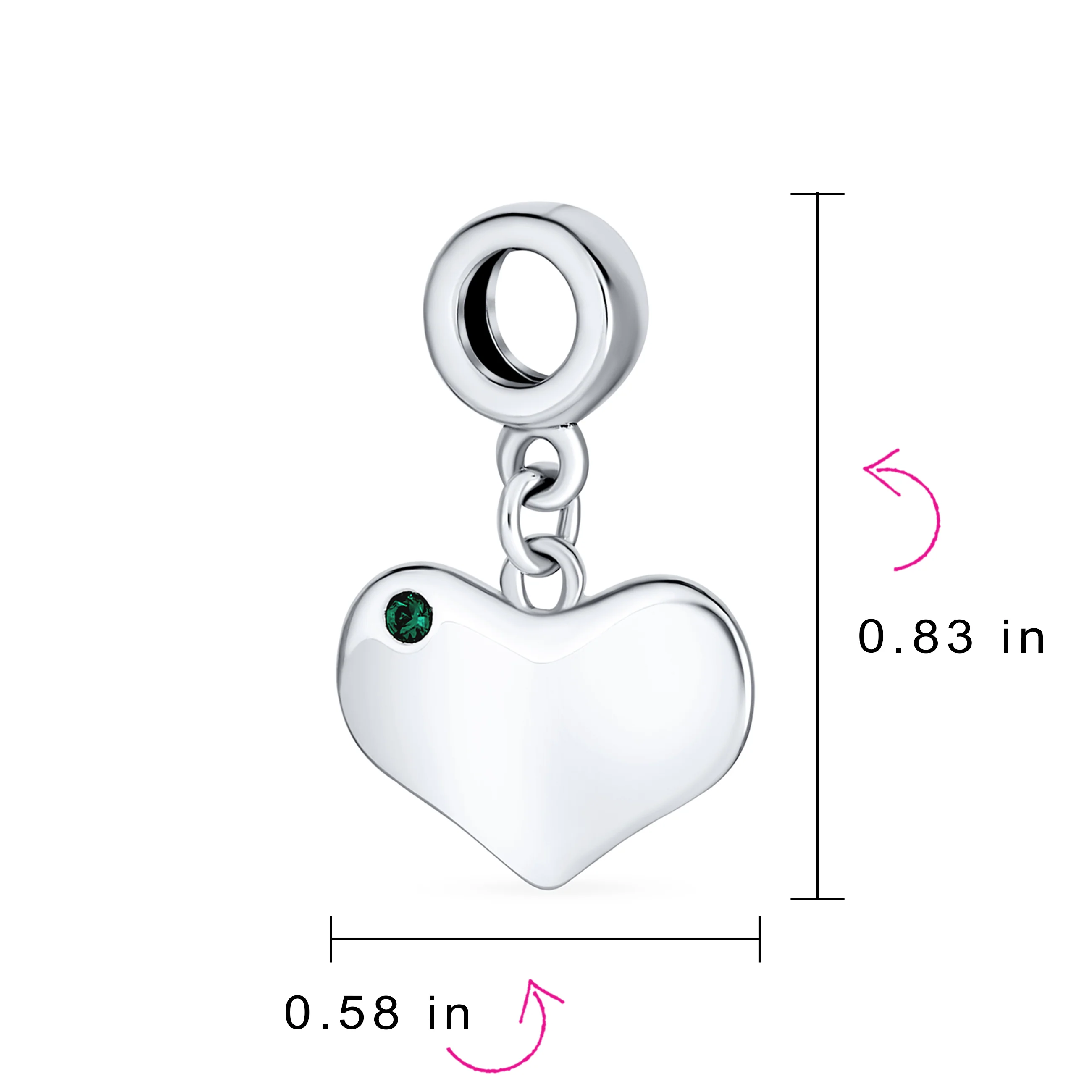Initial Alphabet Bead Charm Simulated Emerald Heart Dangle for European Bracelet - Image 66