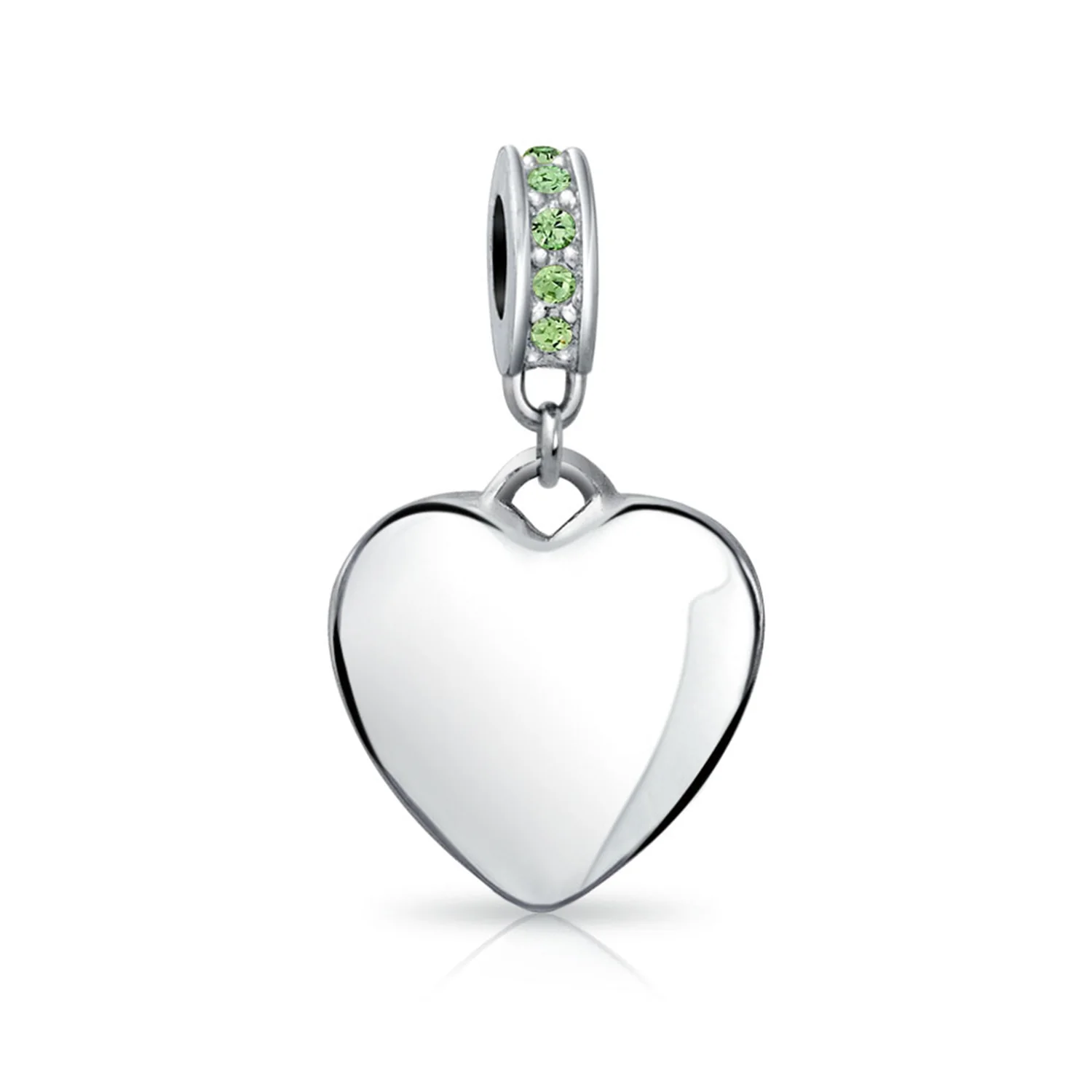 Initial Alphabet Bead Charm Light Green Crystal Heart Sterling Silver Bracelet - Image 50