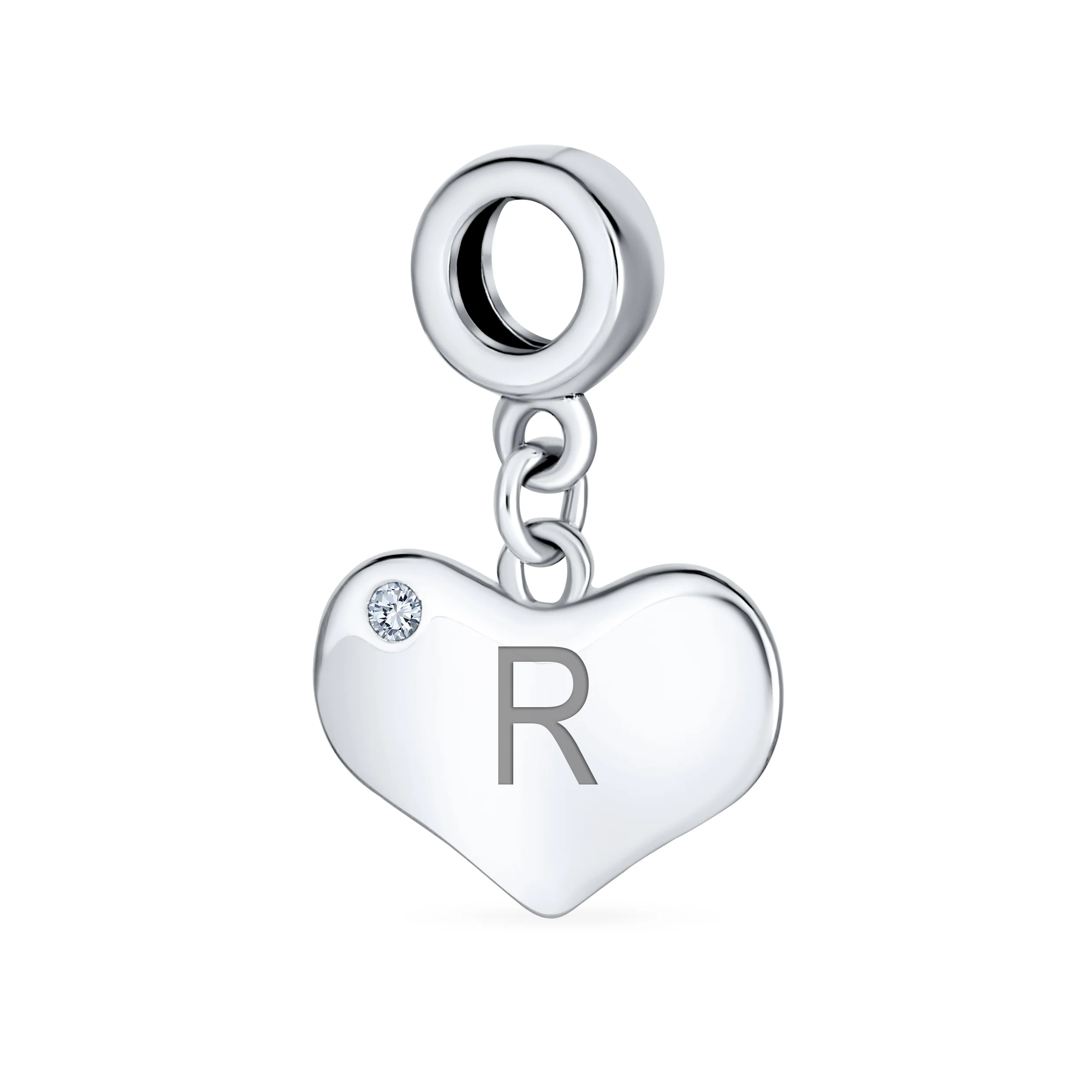 Initial Alphabet Bead Charm Heart Crystal Dangle for Sterling Silver Bracelet - Image 18