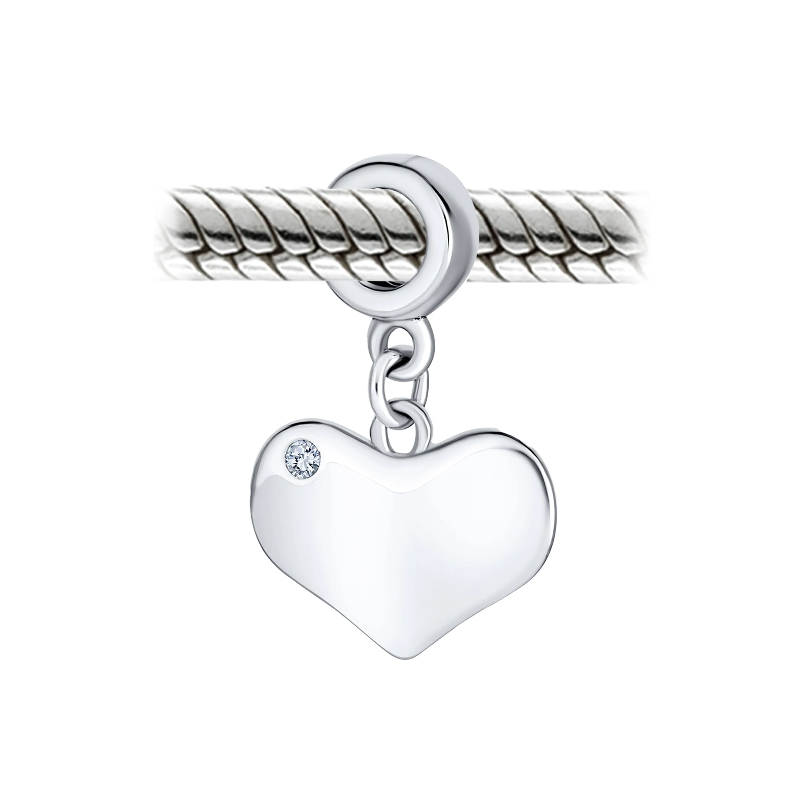 Initial Alphabet Bead Charm Heart Crystal Dangle for Sterling Silver Bracelet - Image 41