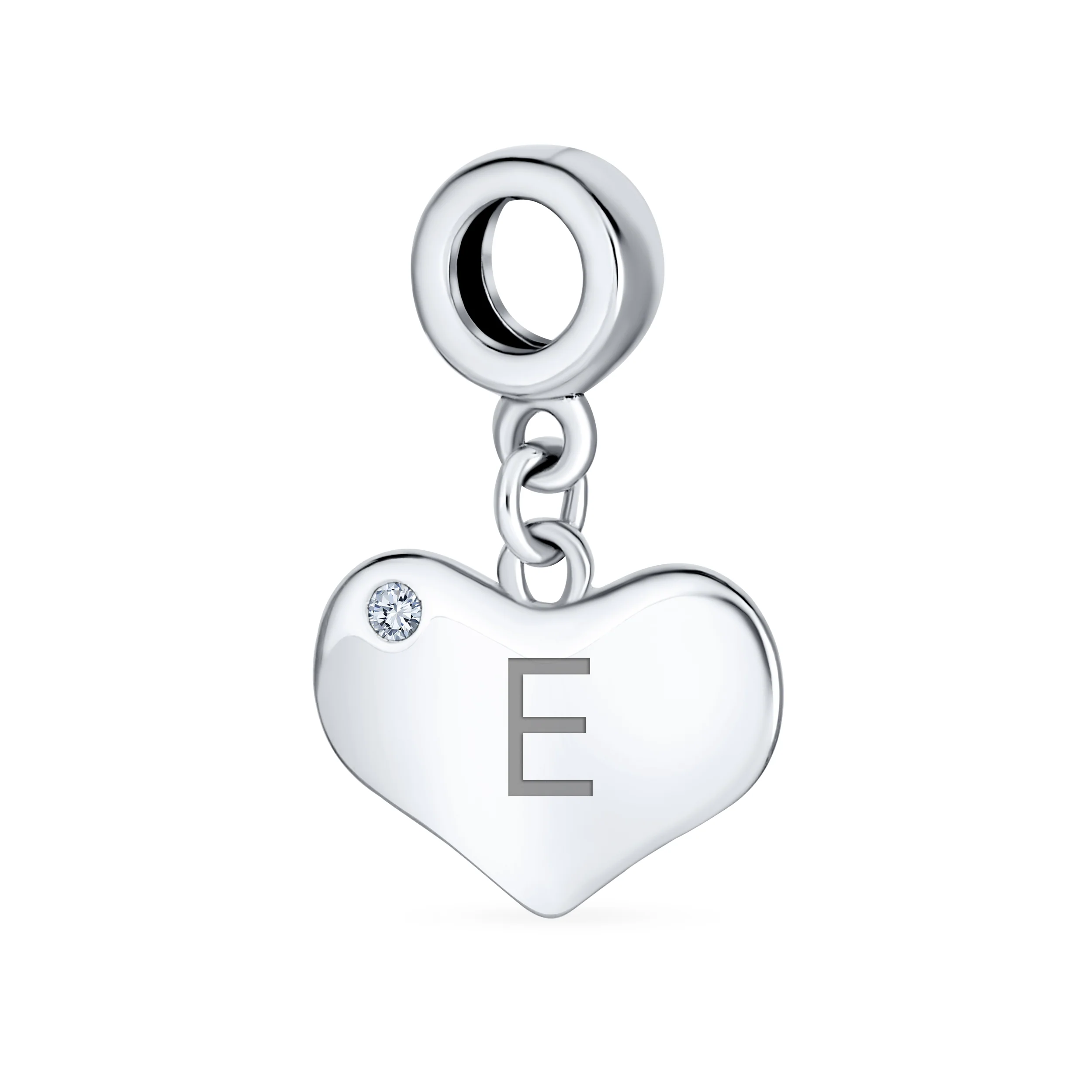 Initial Alphabet Bead Charm Heart Crystal Dangle for Sterling Silver Bracelet - Image 5