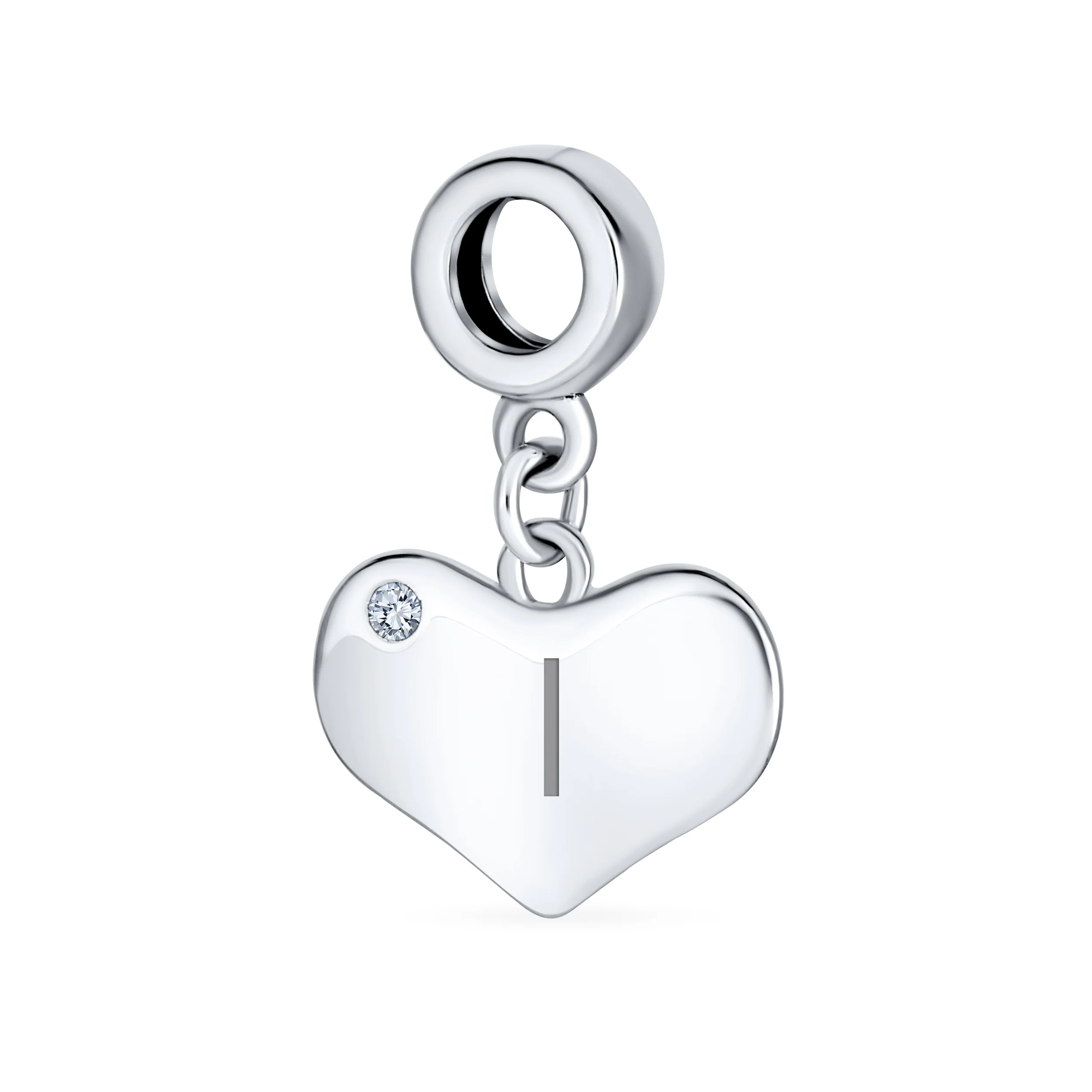 Initial Alphabet Bead Charm Heart Crystal Dangle for Sterling Silver Bracelet - Image 9