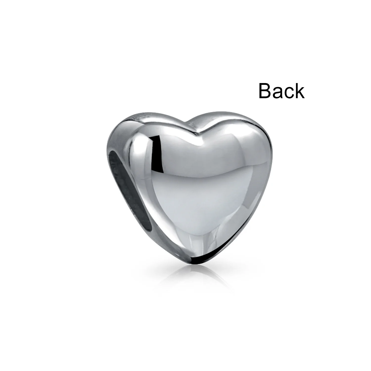 Simple Puff Heart Bead Charm Sterling Silver for European Bracelet - Image 4