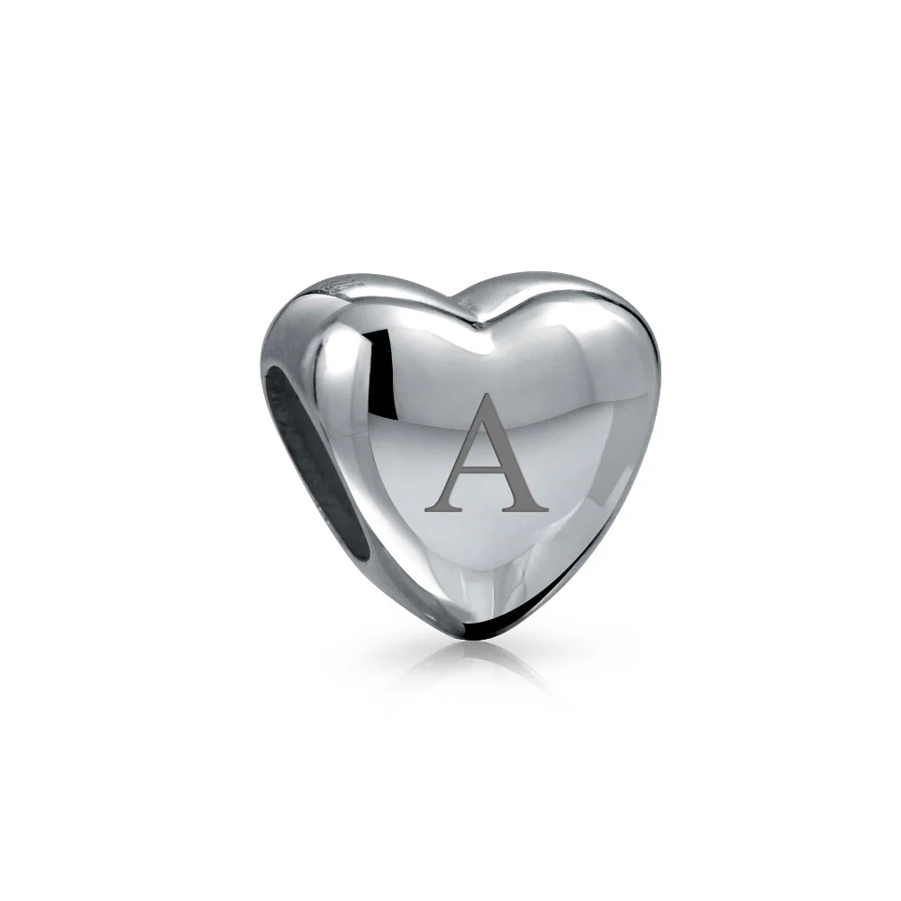 Simple Puff Heart Bead Charm Sterling Silver for European Bracelet - Image 5