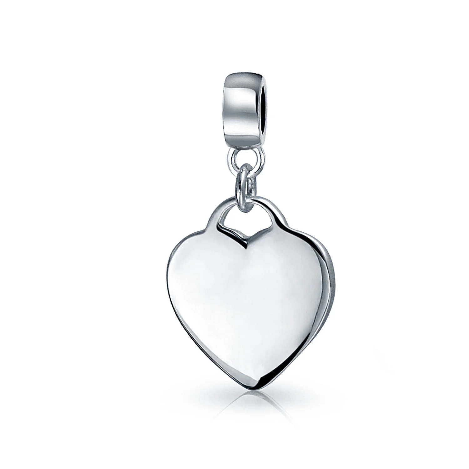 Initial Alphabet Bead Charm Heart Tag Dangle Sterling Silver for European Bracelet