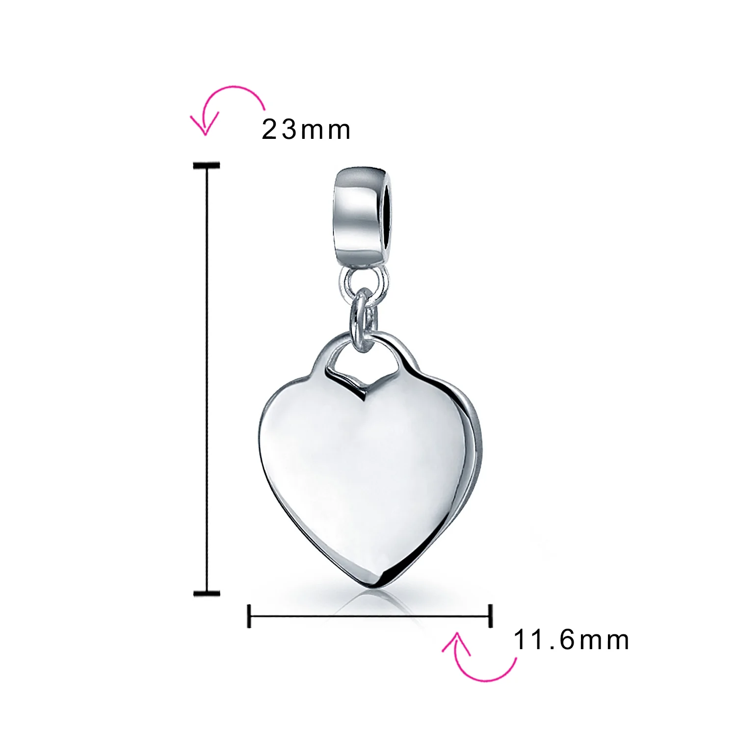 Initial Alphabet Bead Charm Heart Tag Dangle Sterling Silver for European Bracelet - Image 4