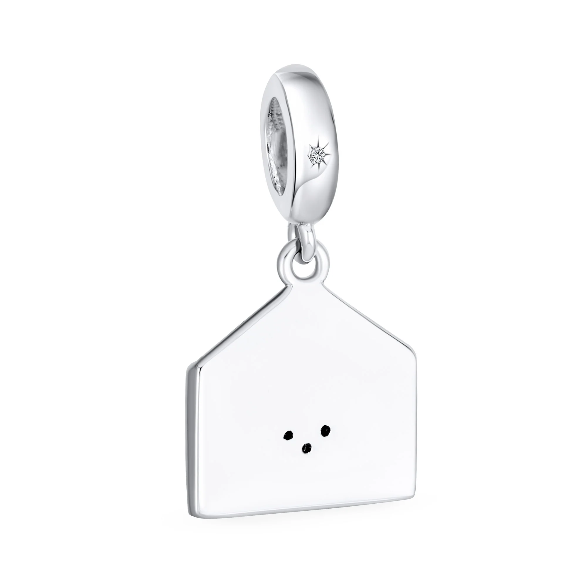 Initial Alphabet Bead Charm Holiday Green Mistletoe Red Berry Sterling Silver - Image 2