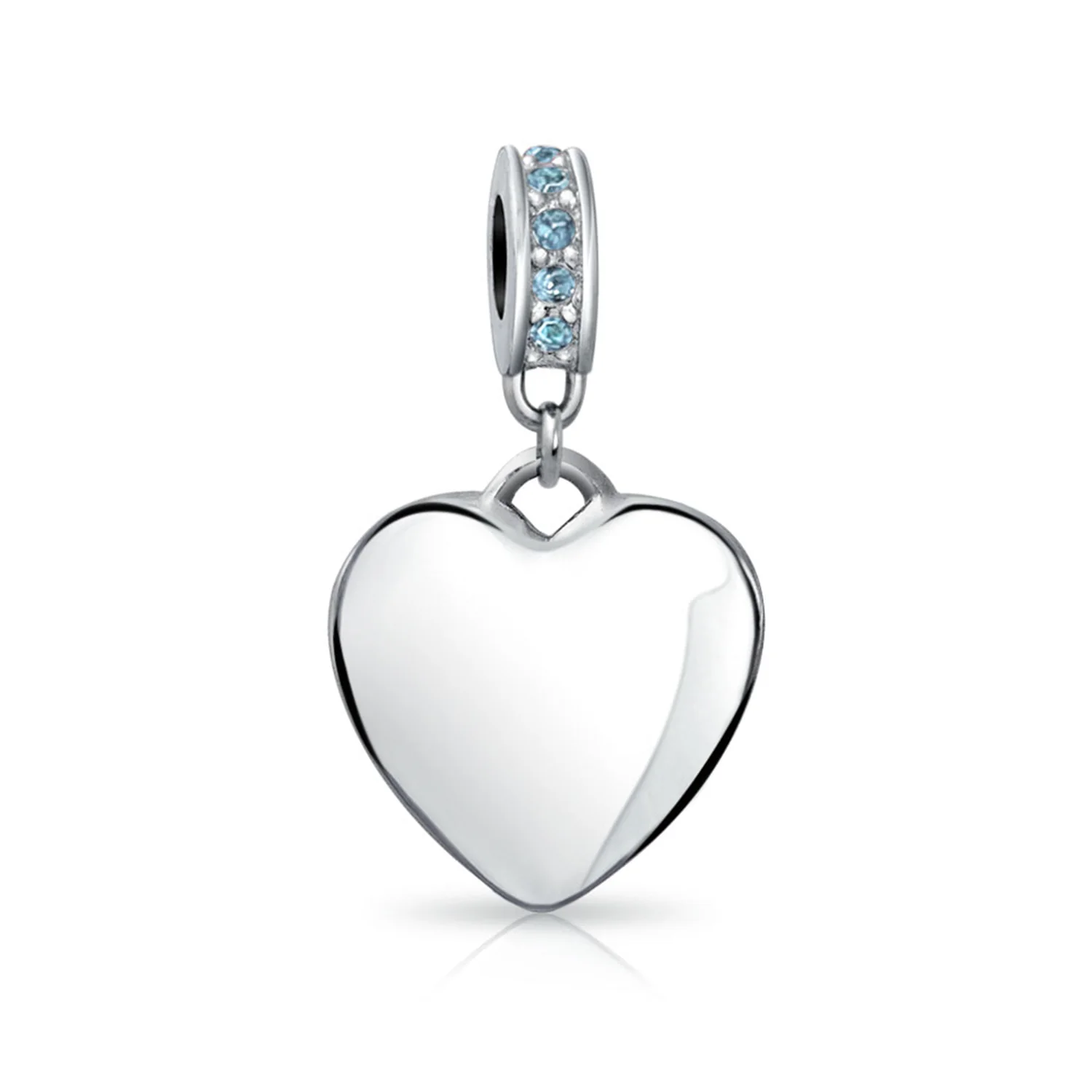 A-Z Monogram Heart Initial Bead Charm Blue Crystal Accent - Image 41