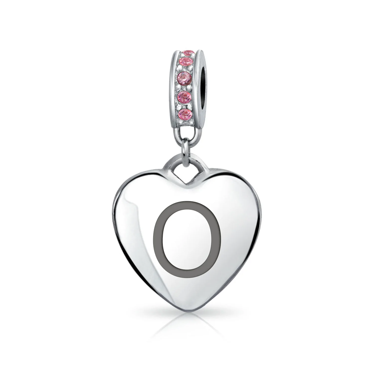 Initial Alphabet Bead Charm Pink Crystal Heart Dangle for European Bracelet - Image 15