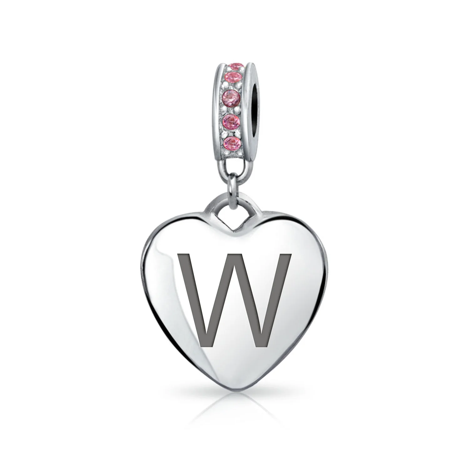 Initial Alphabet Bead Charm Pink Crystal Heart Dangle for European Bracelet - Image 22