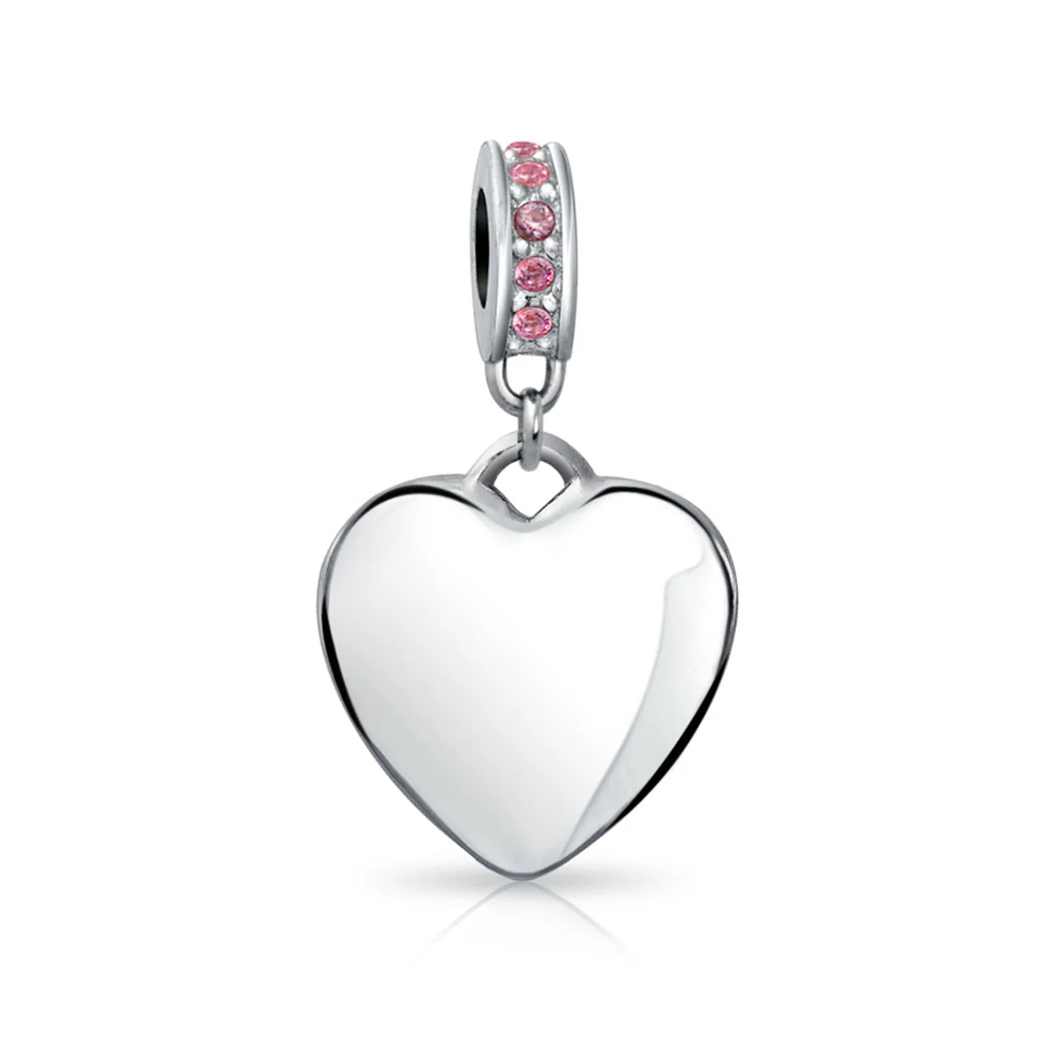 Initial Alphabet Bead Charm Pink Crystal Heart Dangle for European Bracelet - Image 50