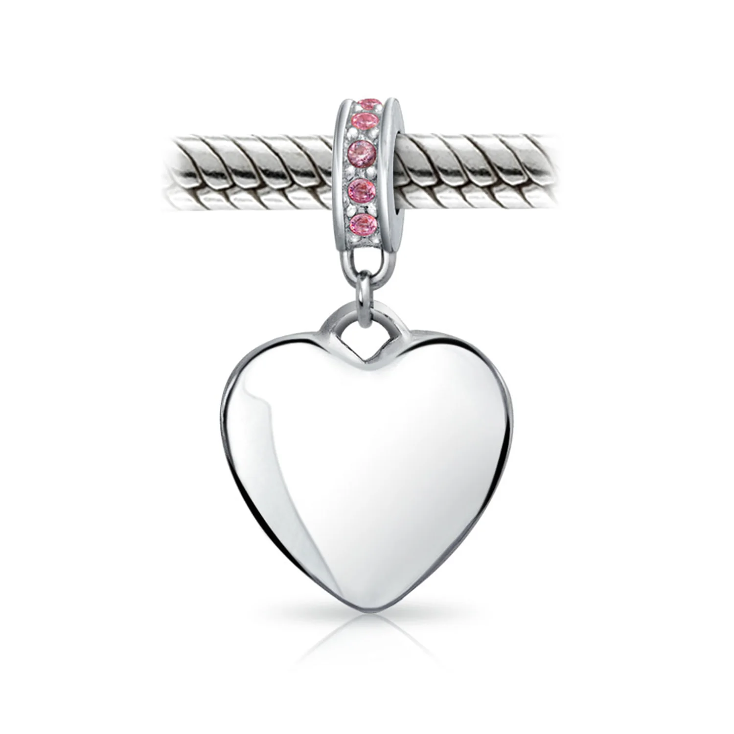 Initial Alphabet Bead Charm Pink Crystal Heart Dangle for European Bracelet - Image 68