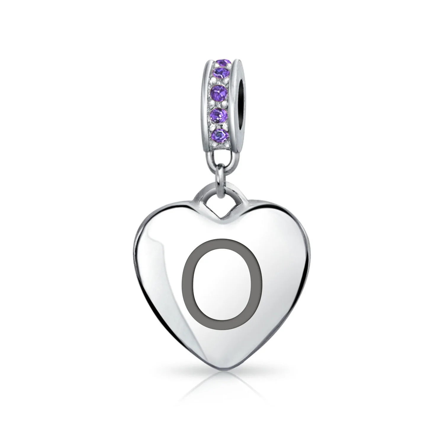 A-Z Monogram Purple Crystal Initial Bead Charm Heart - Image 15