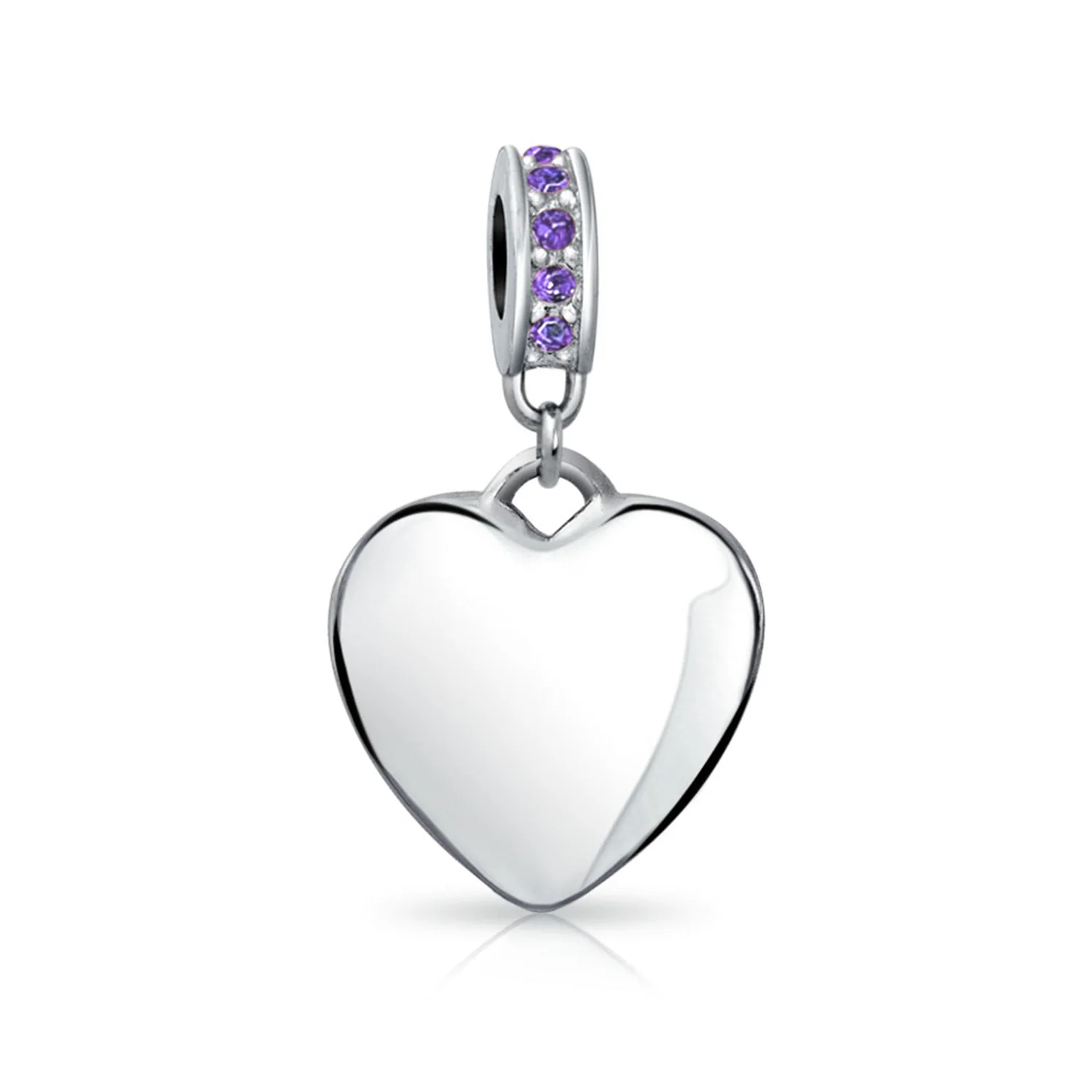 A-Z Monogram Purple Crystal Initial Bead Charm Heart - Image 44
