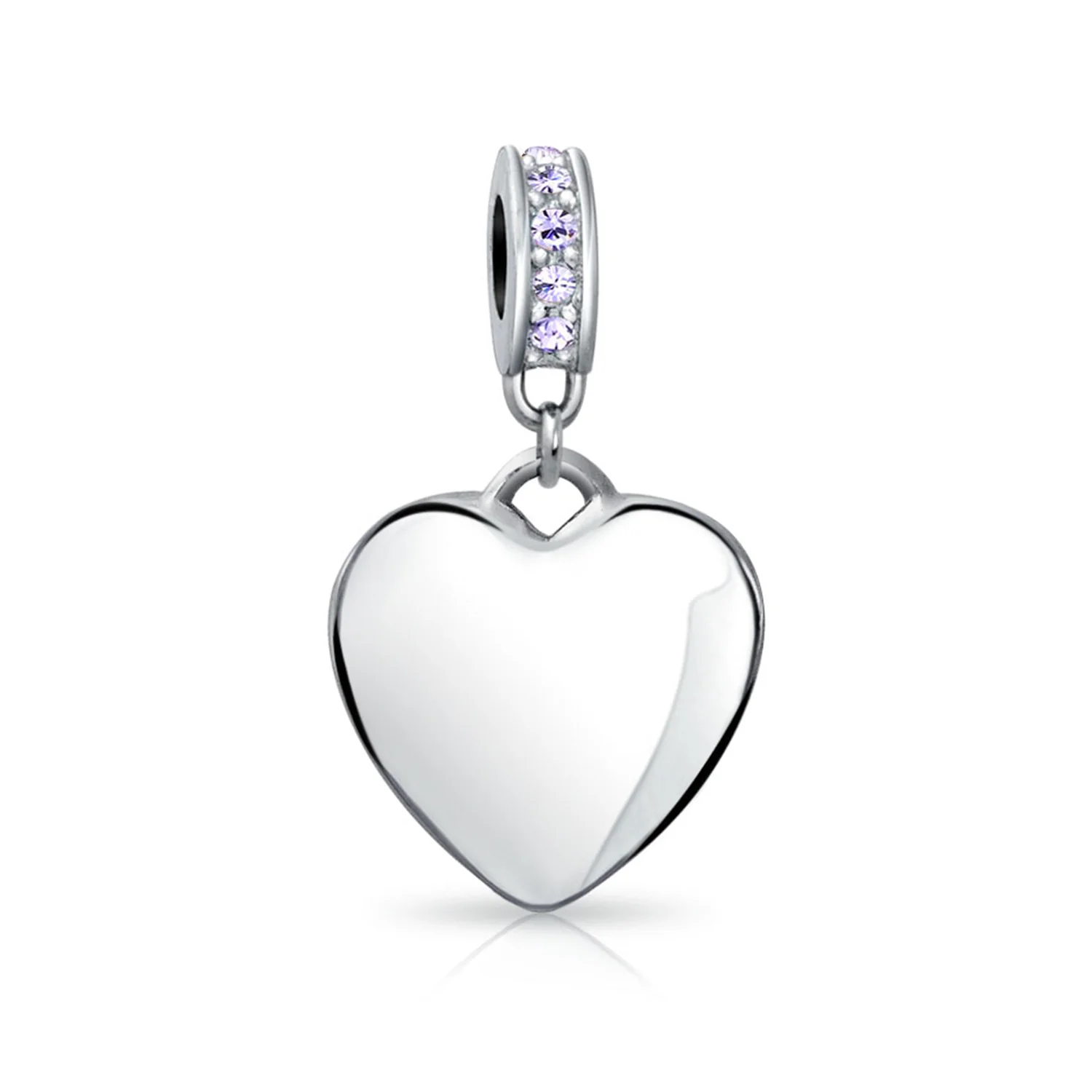 Initial Alphabet Bead Charm Light Purple Heart Crystal Sterling Silver Bracelet - Image 50