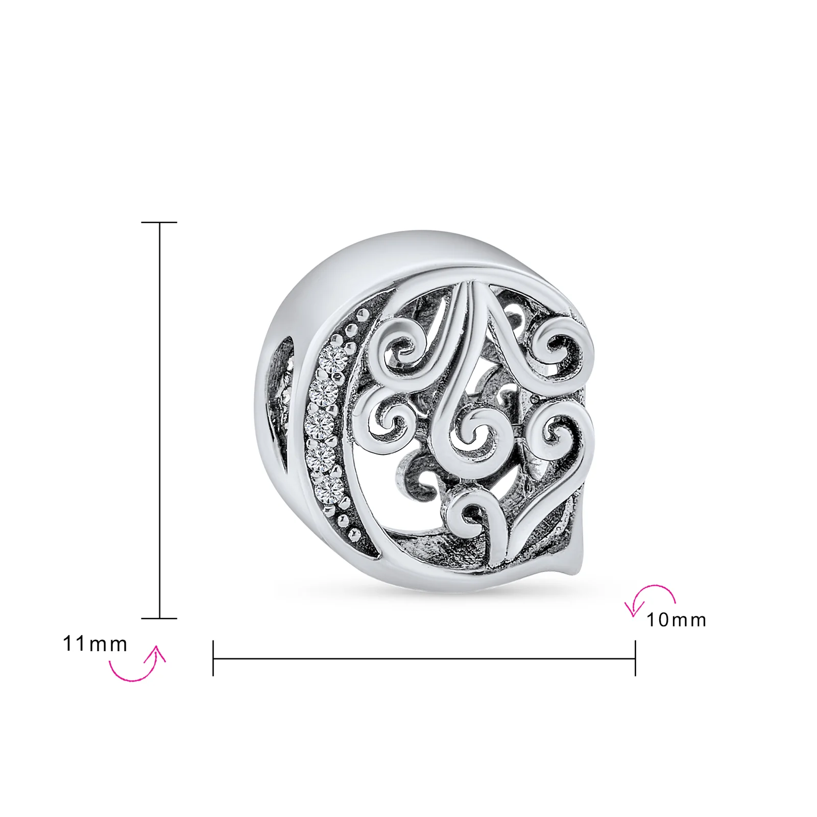 Fancy Scroll CZ Sparkle Letter Charm Bead Sterling Silver For European Bracelet - Image 7