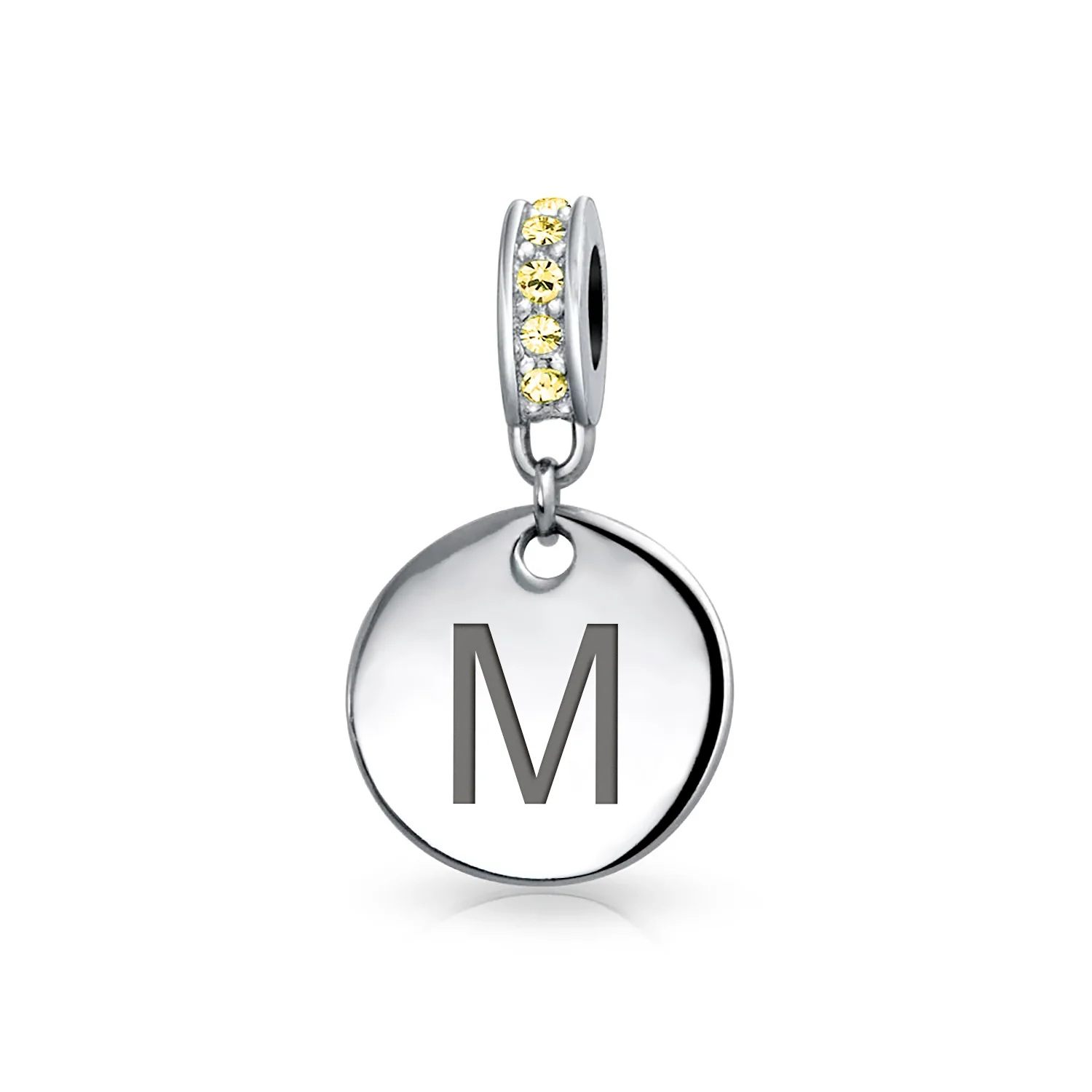 Initial Alphabet Bead Charm Yellow Crystal Accent Dangle for European Bracelet - Image 13
