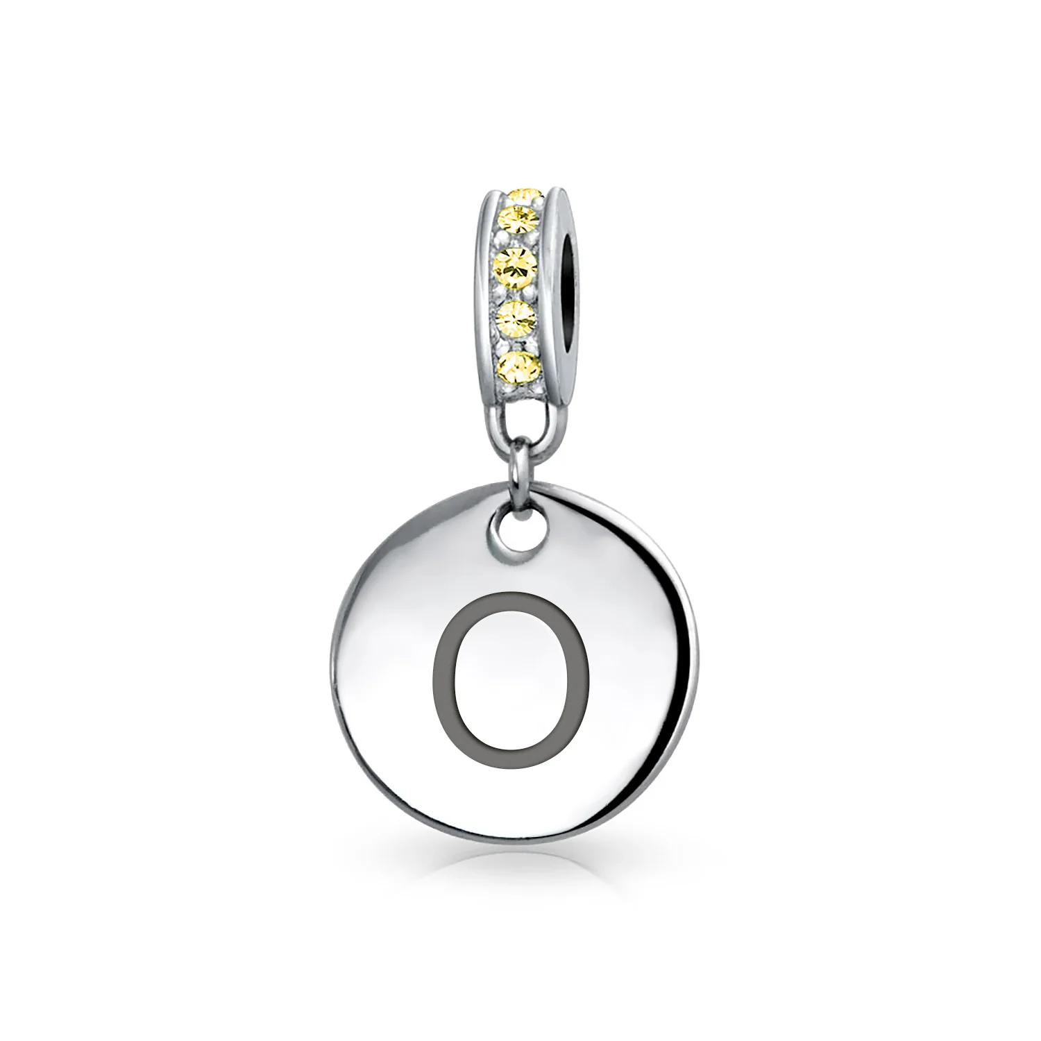 Initial Alphabet Bead Charm Yellow Crystal Accent Dangle for European Bracelet - Image 16