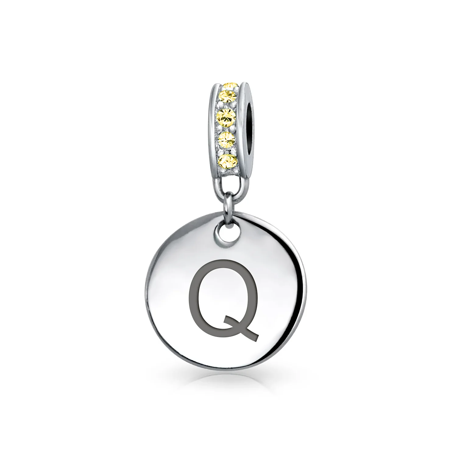 Initial Alphabet Bead Charm Yellow Crystal Accent Dangle for European Bracelet - Image 17