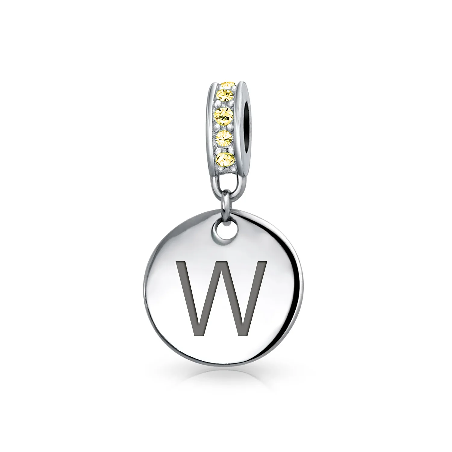 Initial Alphabet Bead Charm Yellow Crystal Accent Dangle for European Bracelet - Image 23