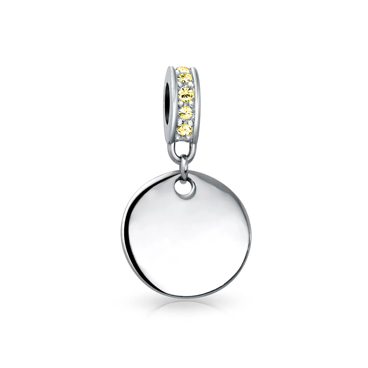 Initial Alphabet Bead Charm Yellow Crystal Accent Dangle for European Bracelet - Image 49