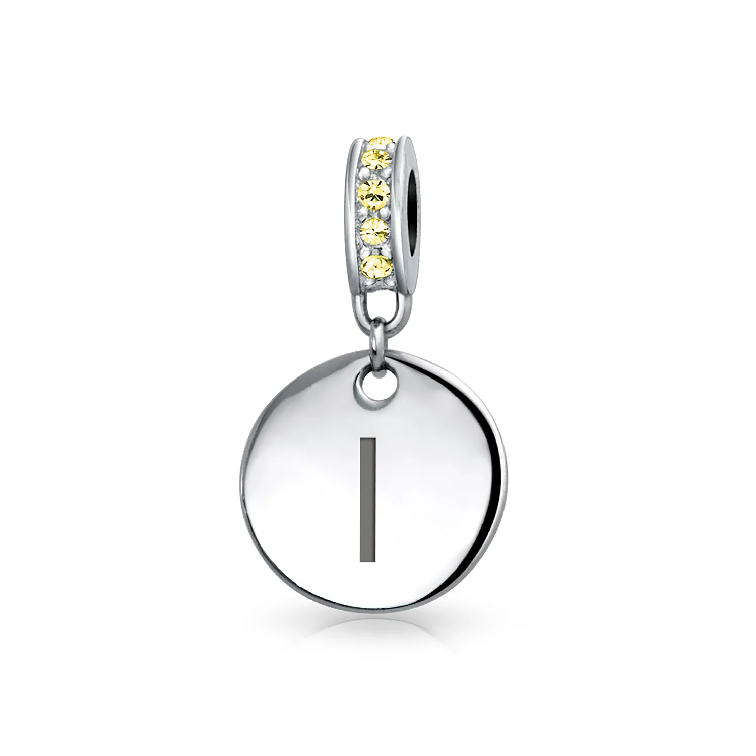 Initial Alphabet Bead Charm Yellow Crystal Accent Dangle for European Bracelet - Image 9
