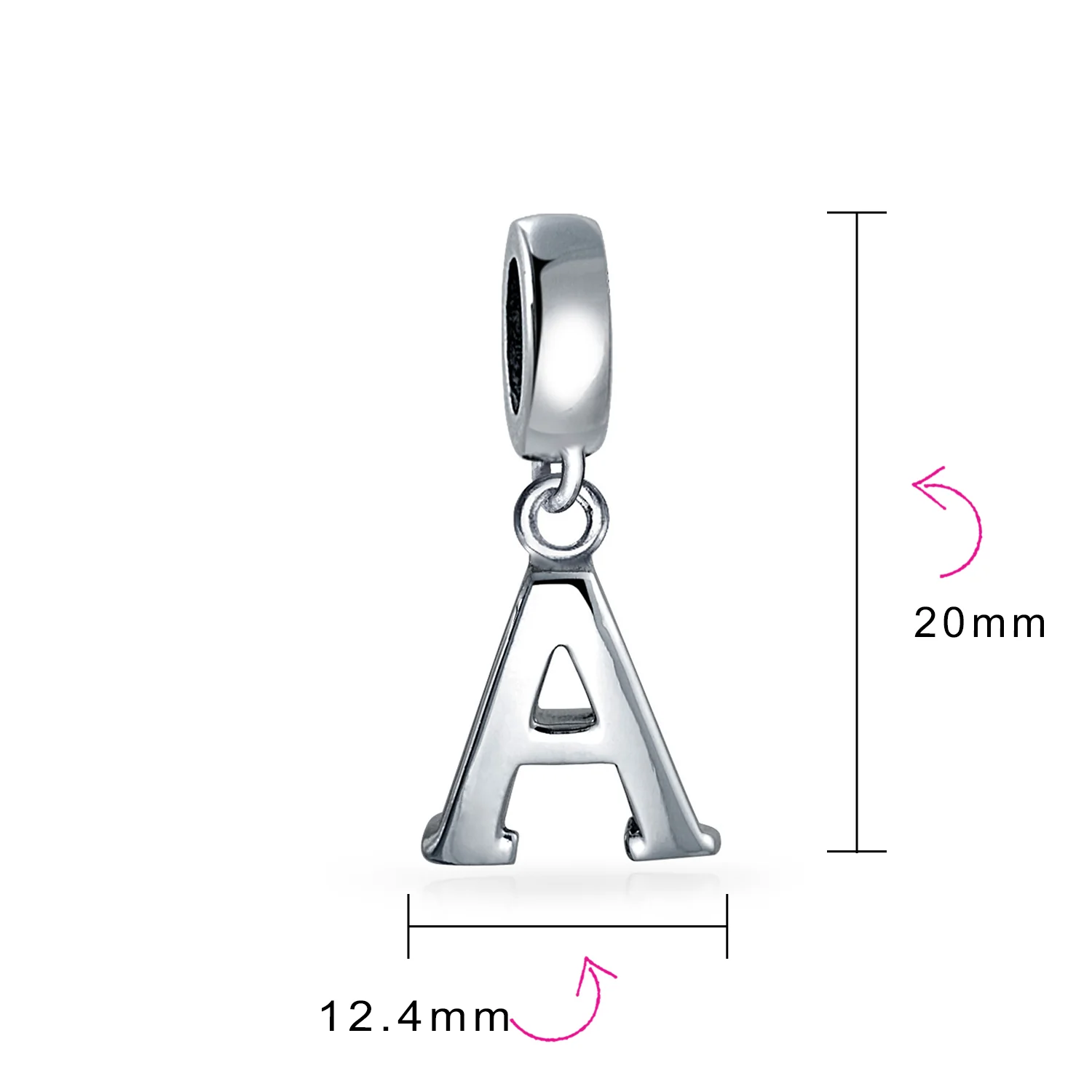 Initial Alphabet Bead Charm Sterling Silver A-Z for European Bracelet - Image 61