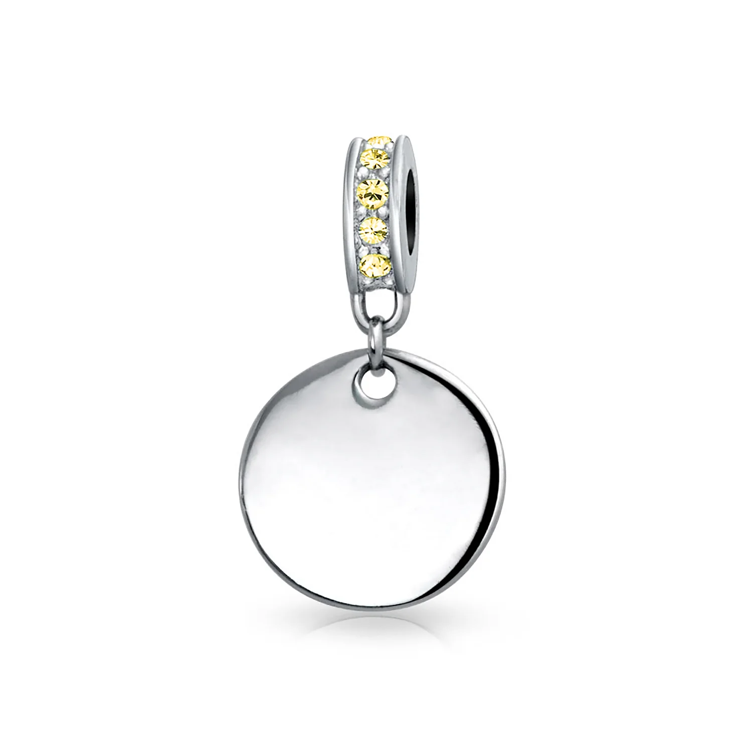Initial Monogram Crystal Dangle Charm Bead Sterling Silver Birthstone Colors - Image 3