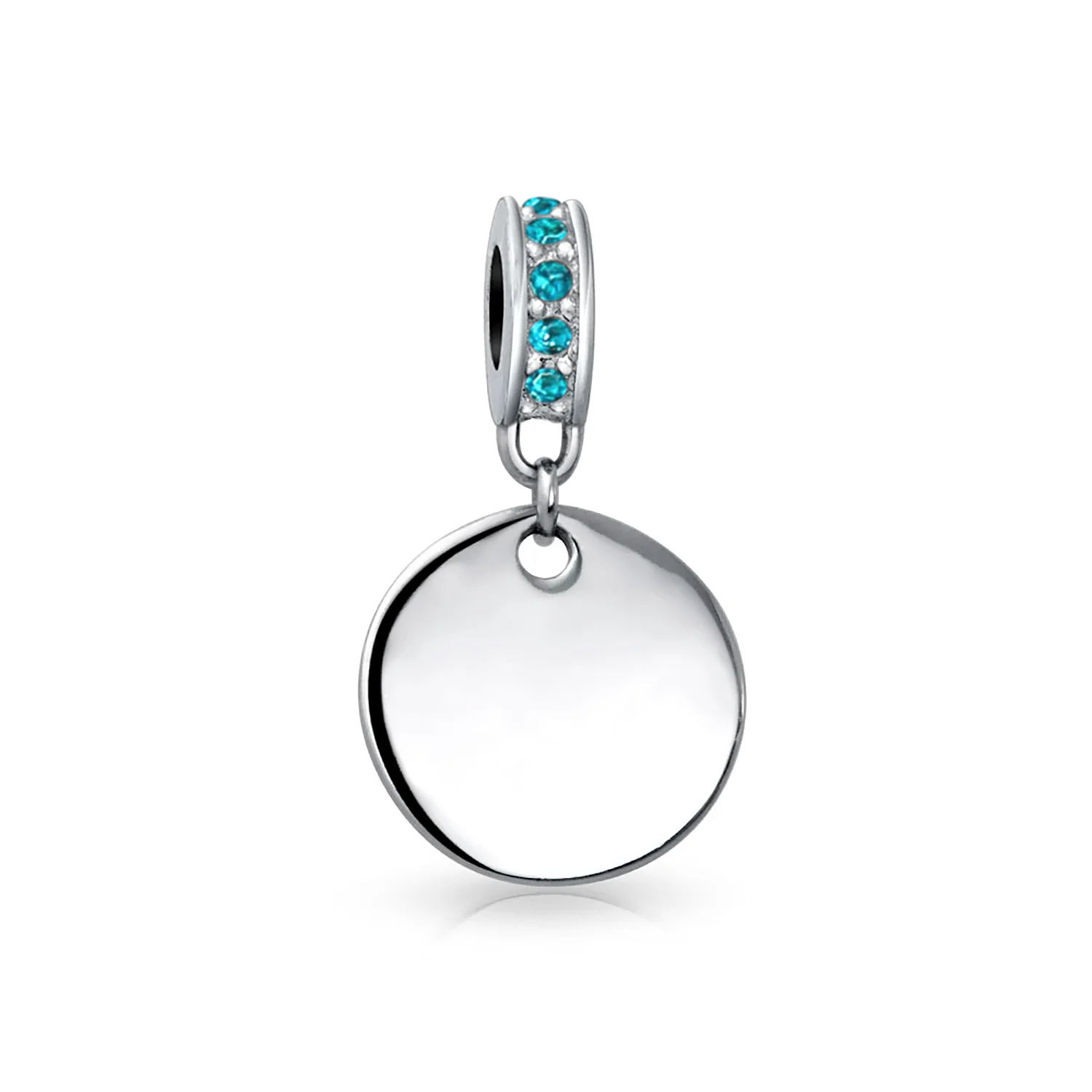 Initial Monogram Crystal Dangle Charm Bead Sterling Silver Birthstone Colors - Image 4