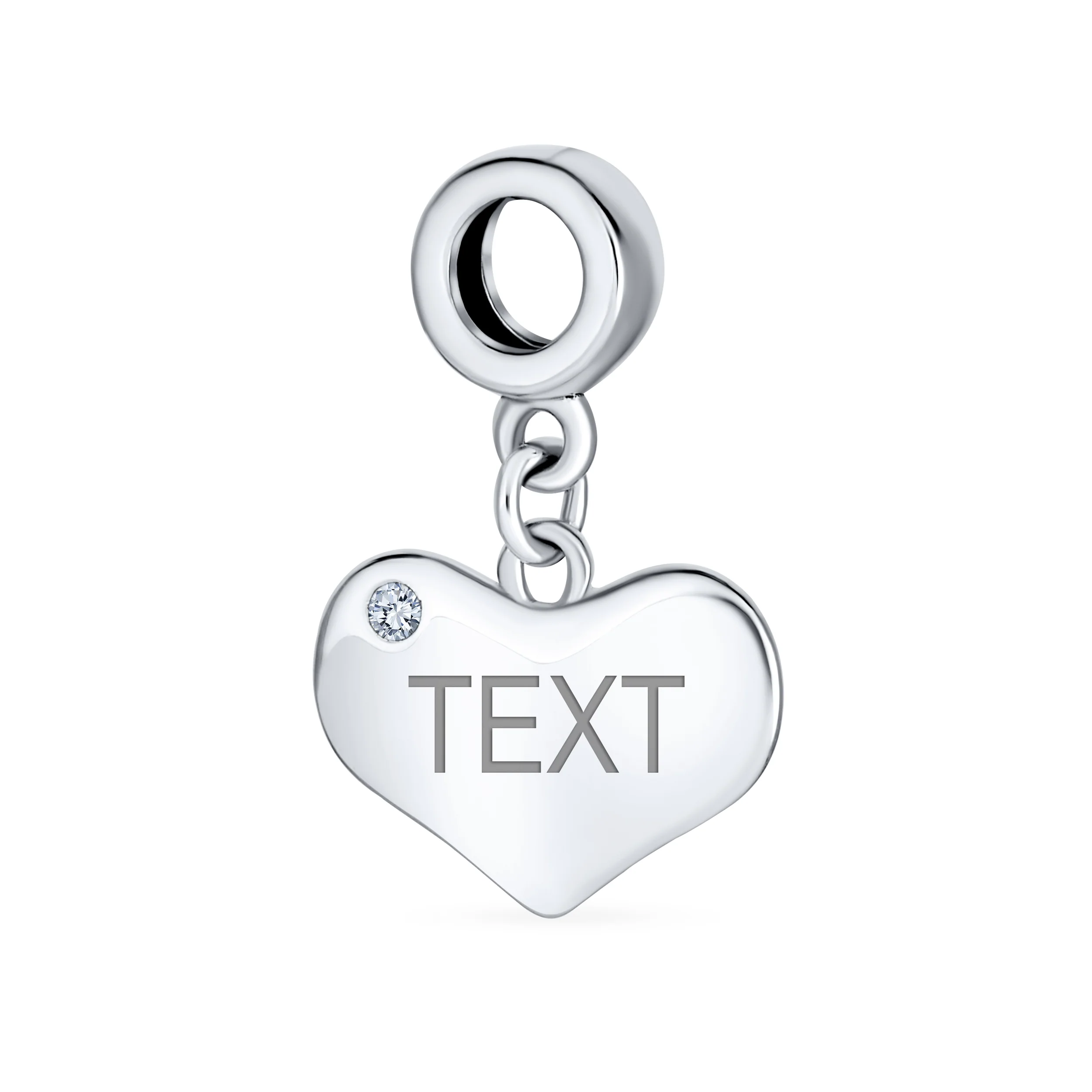 Initial Monogram Crystal Dangle Charm Bead Heart Sterling Silver Birthstone - Image 20
