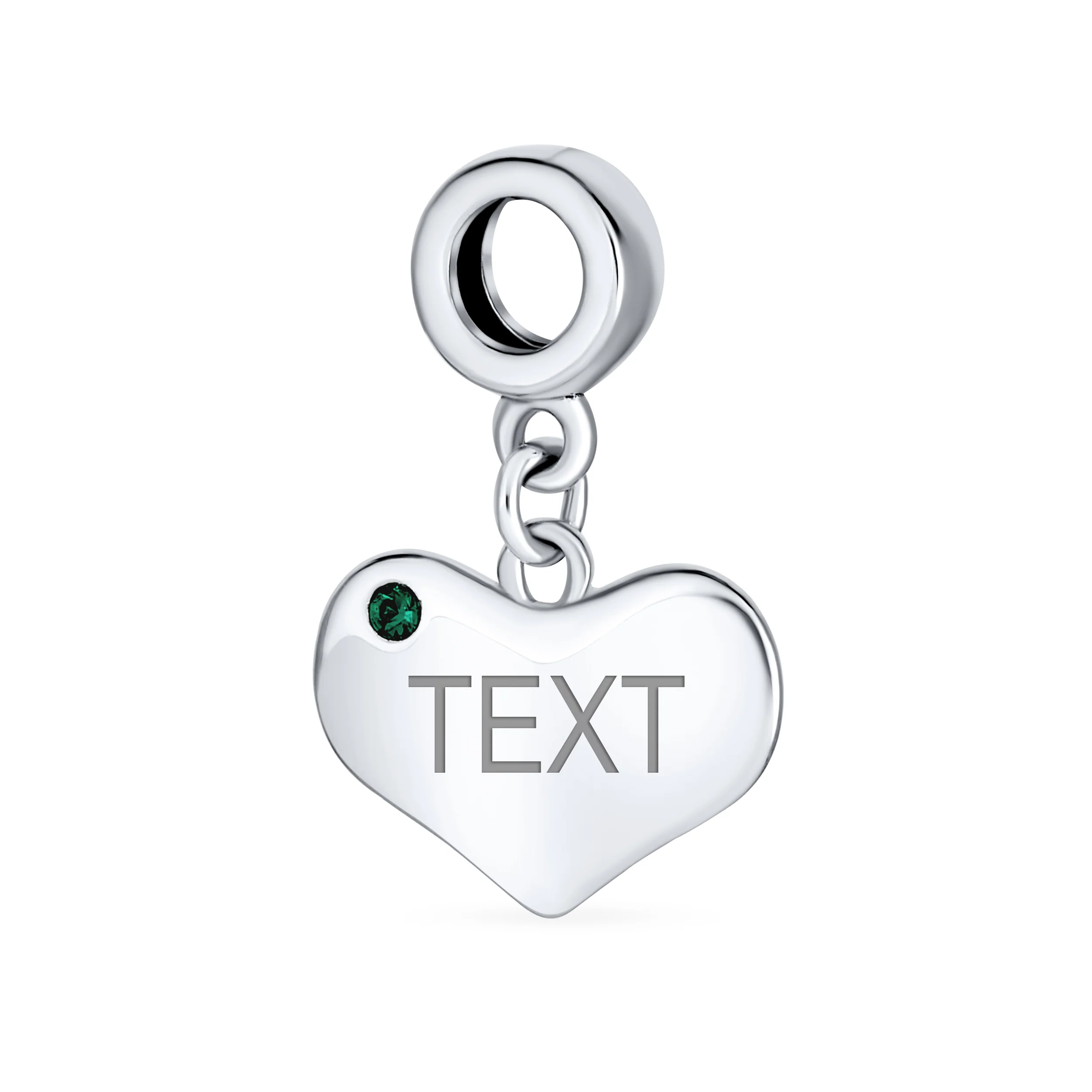 Initial Monogram Crystal Dangle Charm Bead Heart Sterling Silver Birthstone - Image 21