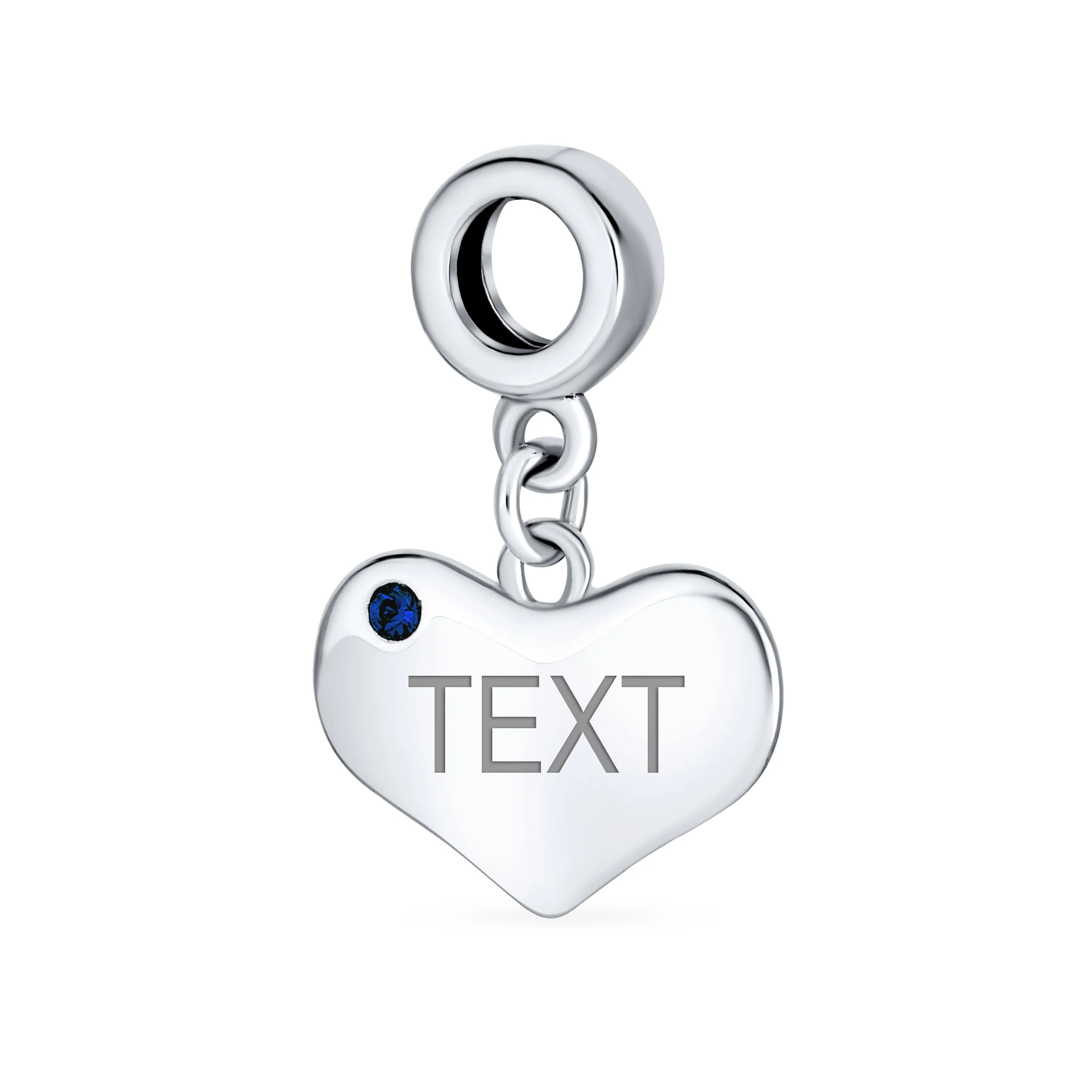Initial Monogram Crystal Dangle Charm Bead Heart Sterling Silver Birthstone - Image 22