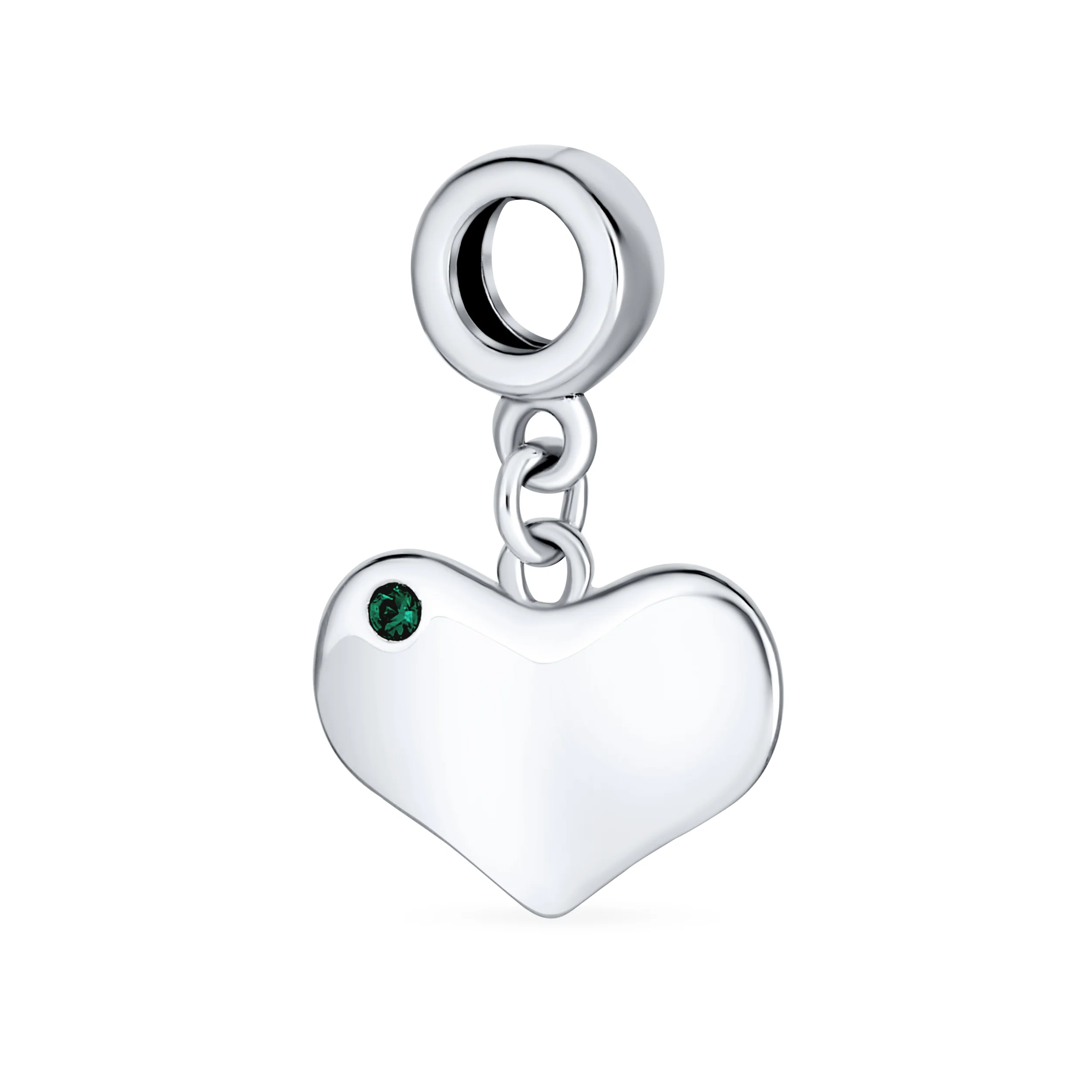 Initial Monogram Crystal Dangle Charm Bead Heart Sterling Silver Birthstone - Image 3