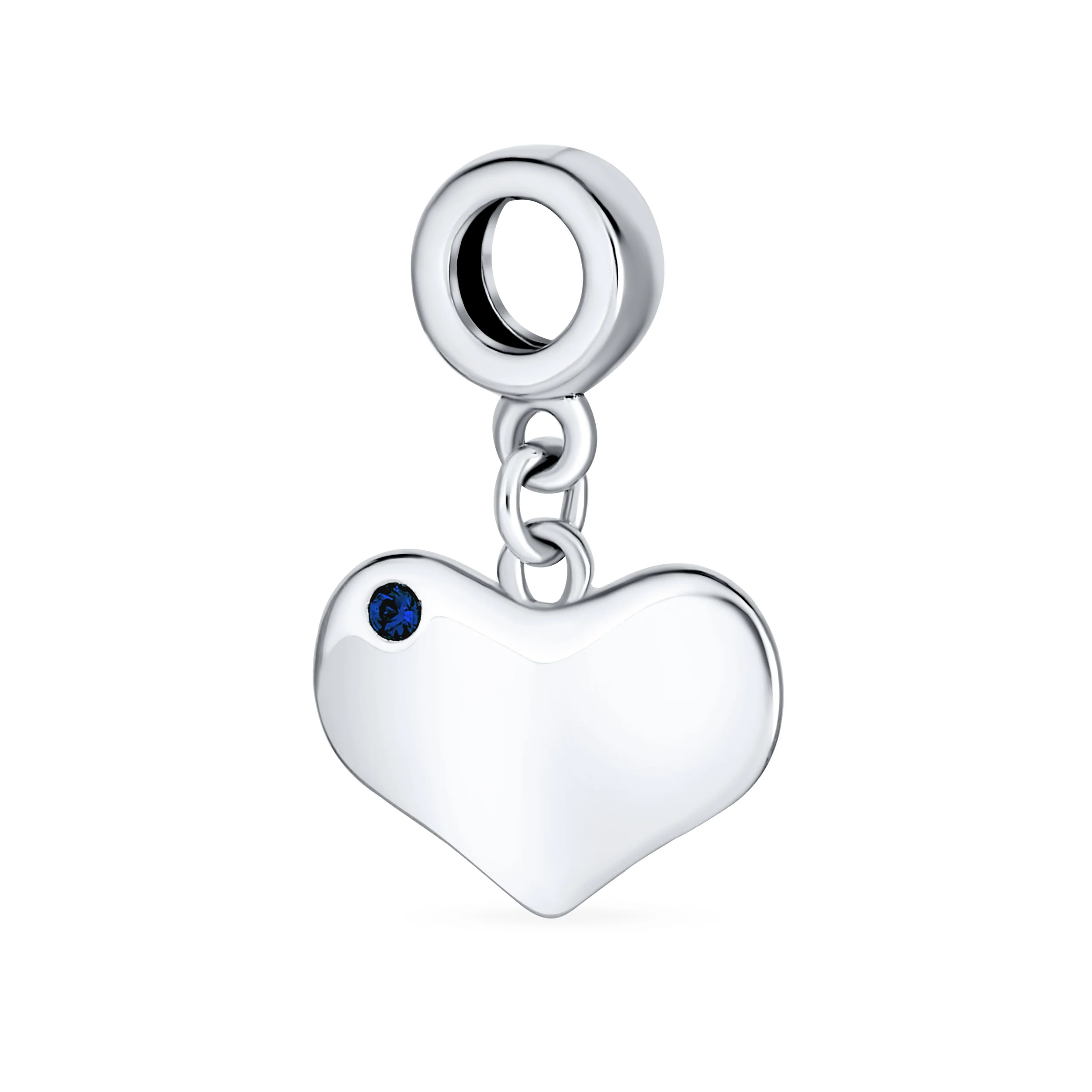 Initial Monogram Crystal Dangle Charm Bead Heart Sterling Silver Birthstone - Image 4