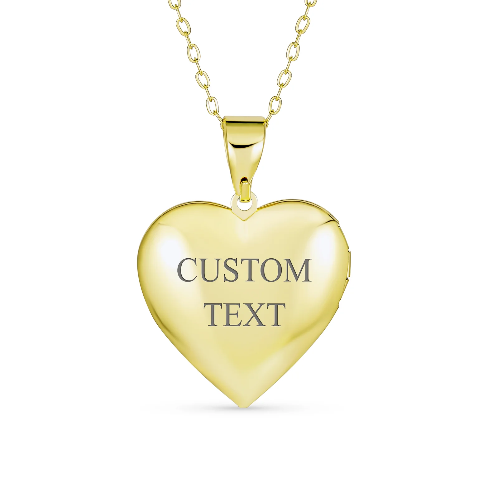 Initials Vintage Heart Photo Locket Necklace 18K Gold Plated - Image 4