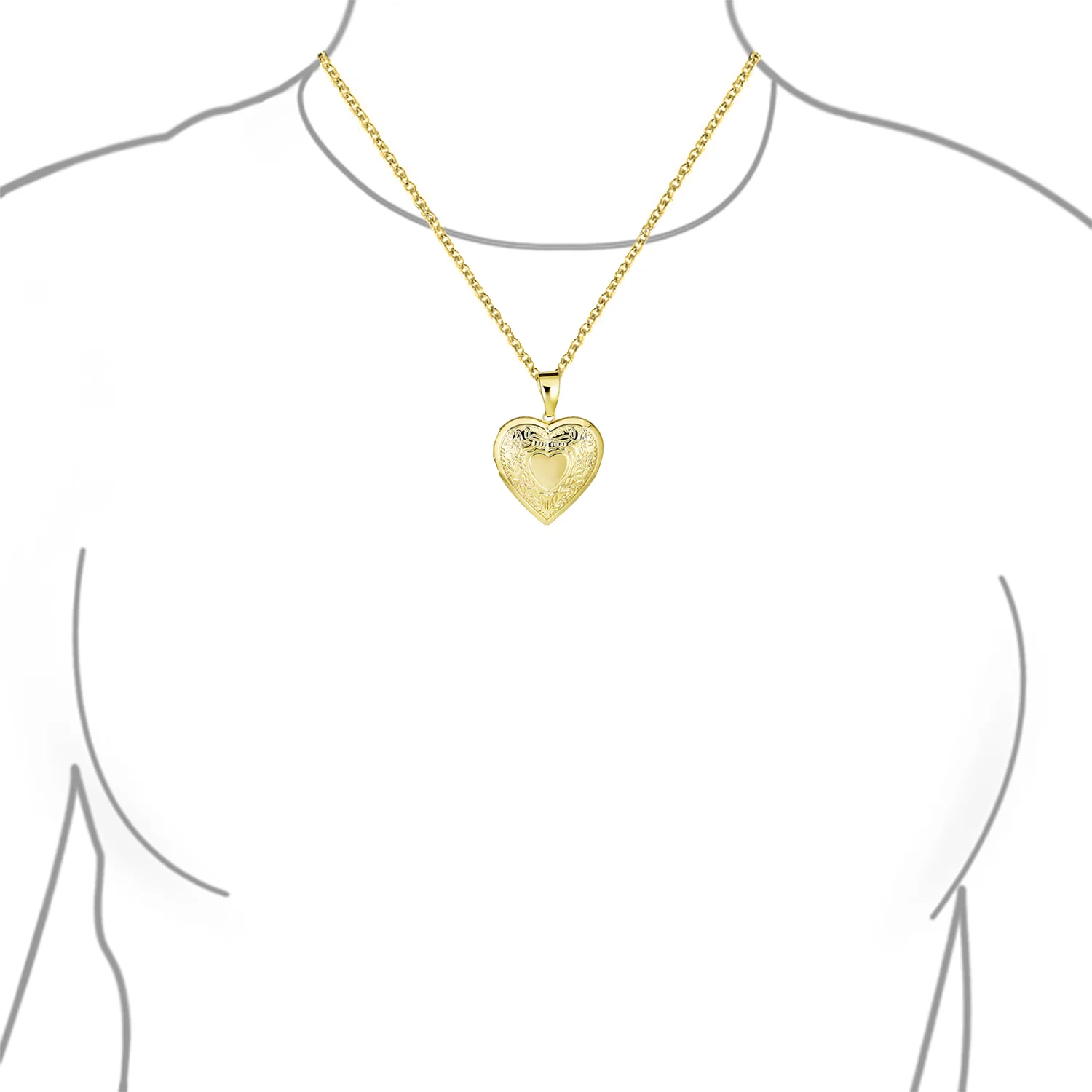 Initials Vintage Heart Photo Locket Necklace 18K Gold Plated - Image 5