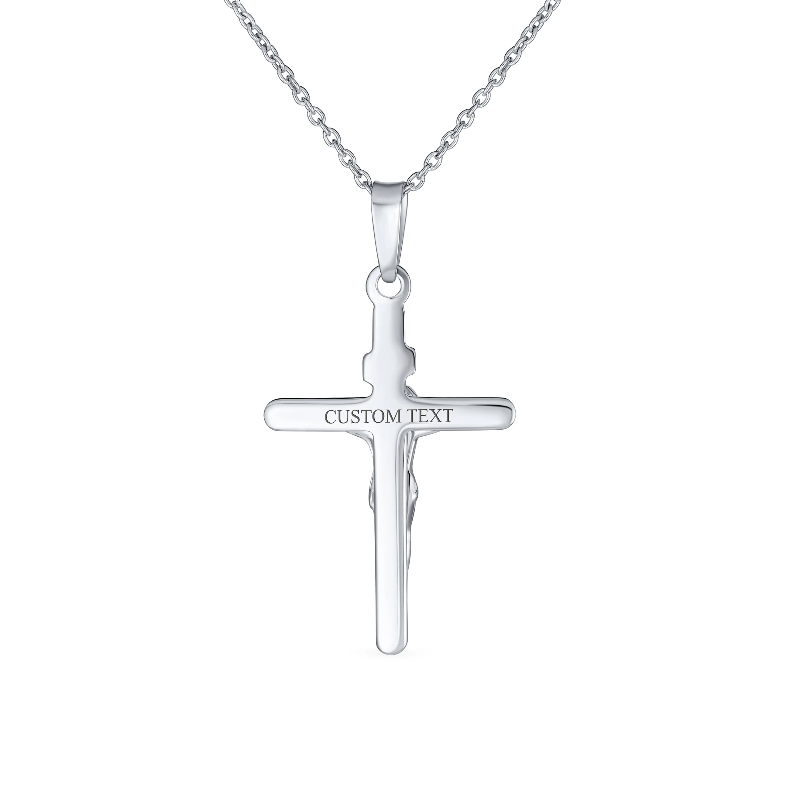 Religious INRI Jesus Crucifix Cross Necklace Pendant .925 Sterling Silver 18 Inch - Image 5