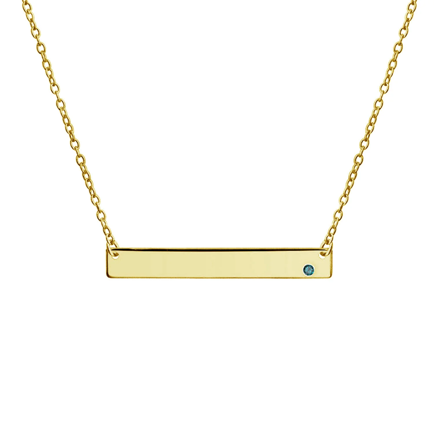 Inspirational Flat Bar Name Pendant Necklace 14K Gold Plated with Birthstone - Image 2